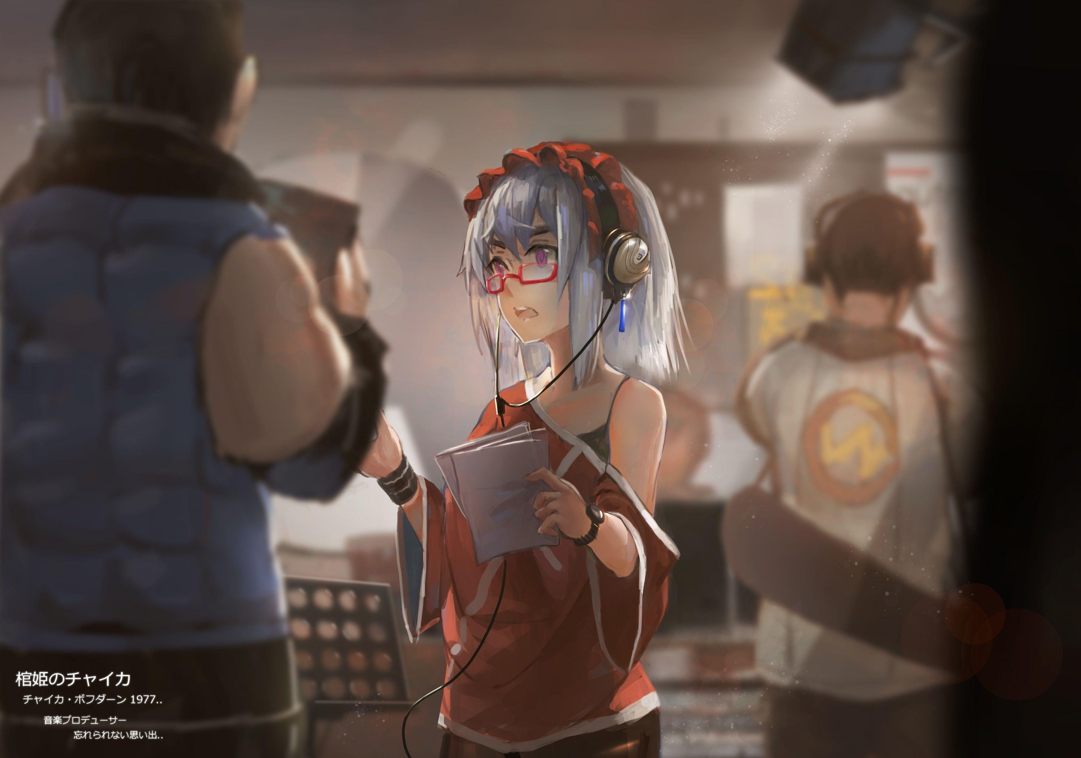 3508x2460 Girl Glasses Headphones Hitsugi No Chaika Wallpaper:3508x2460