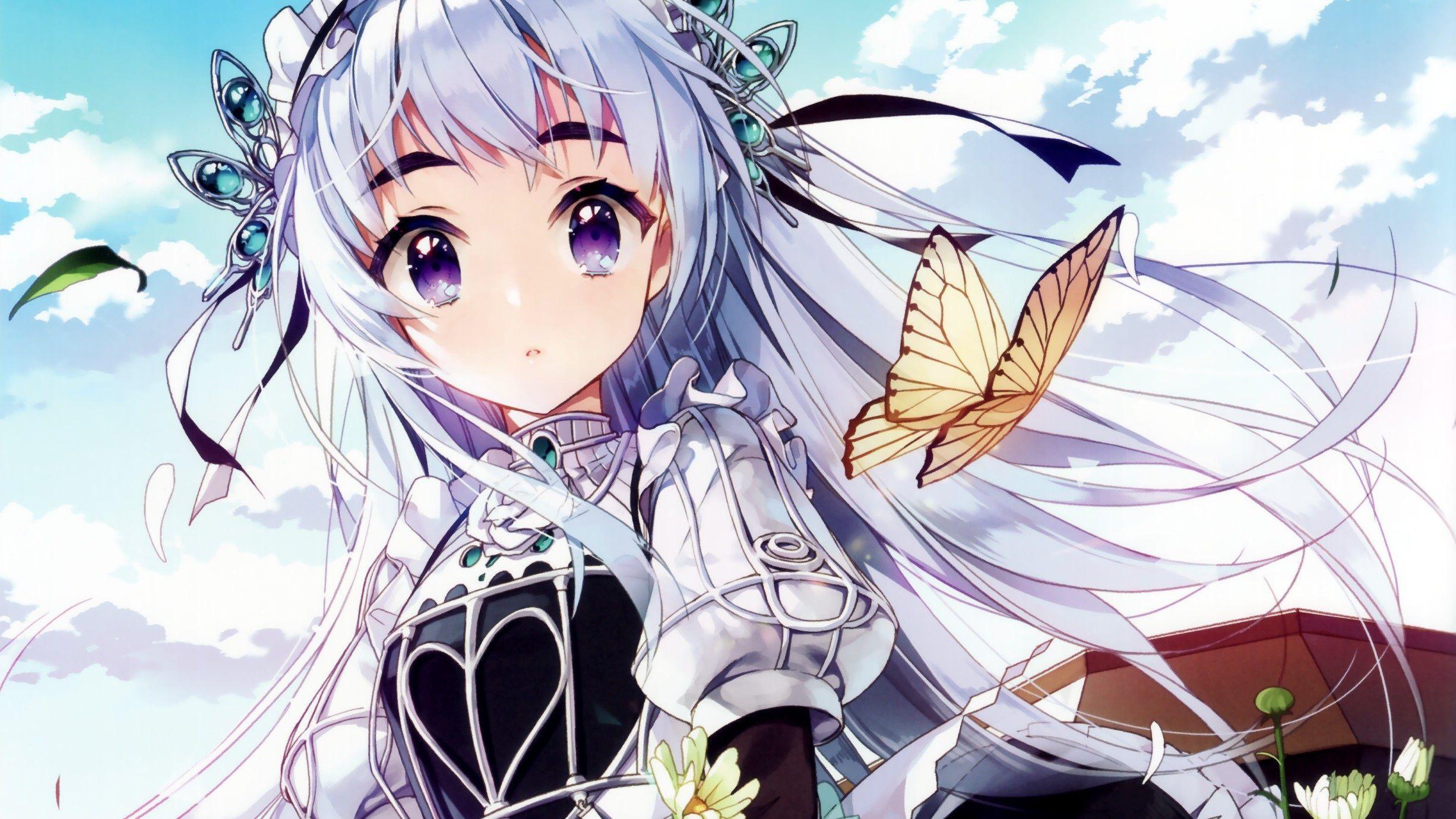 2452x1379 Wallpaper White Hair, Butterfly, Hitsugi No Chaika, Chaika Trabant