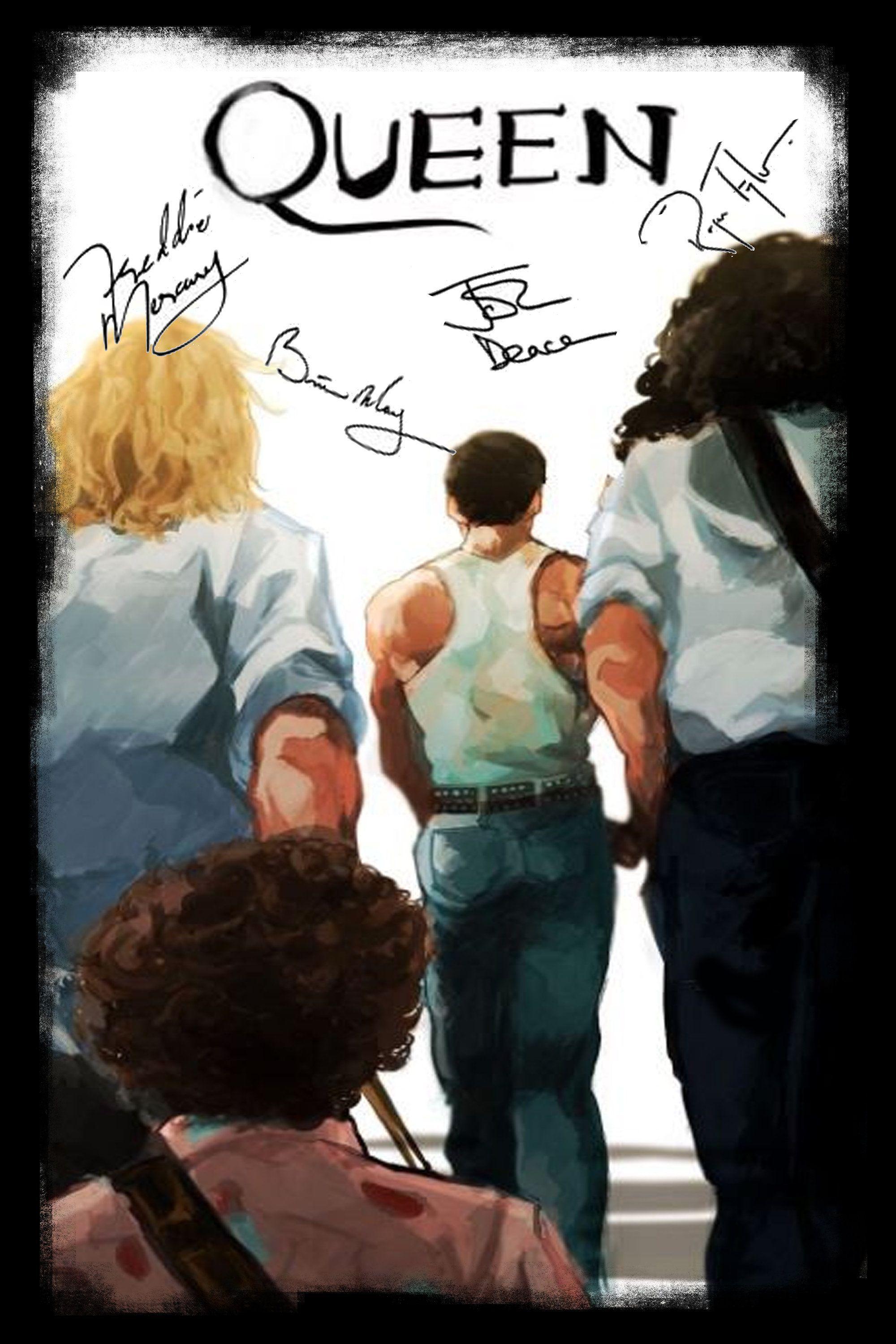 2000x3000 Queen Live Aid 85 Freddie Mercury Brian May John Deacon Roger Taylor Canvas Wall Art Print. Queens wallpaper, Queen art, Movie art
