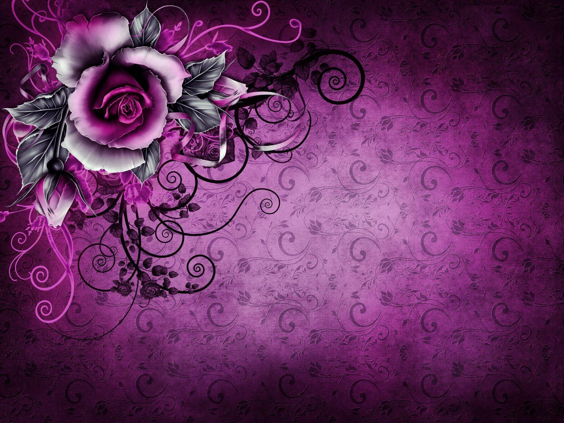 1920x1440 Black and Pink Floral Vintage Background. Pink Wallpaper, Cute Pink Wallpaper and Pink iPhone Wallpaper