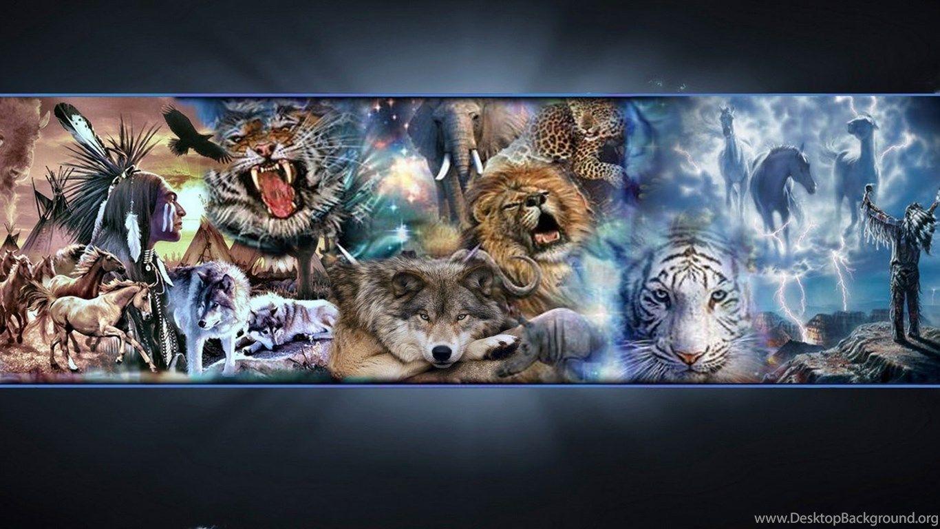 1366x768 Other: Wolf Africa Native Lion Buffalo Scene Eagle Tiger Wallpaper. Desktop Background