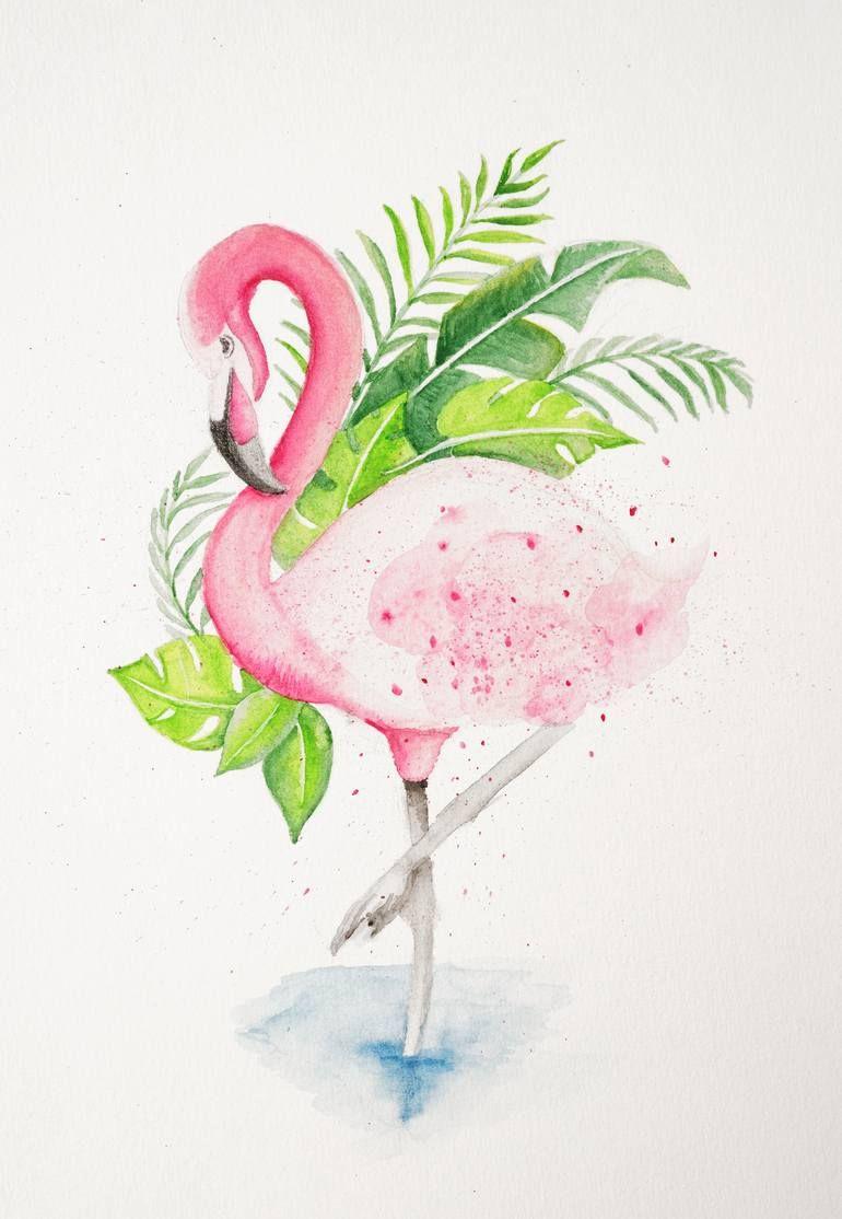 770x1114 Buy Flamingo in Summer, a Watercolor Painting on Paper, by Susan Emanuella from Indonesia, , Price is. Flamingo art print, Flamingo art, Flamingo painting