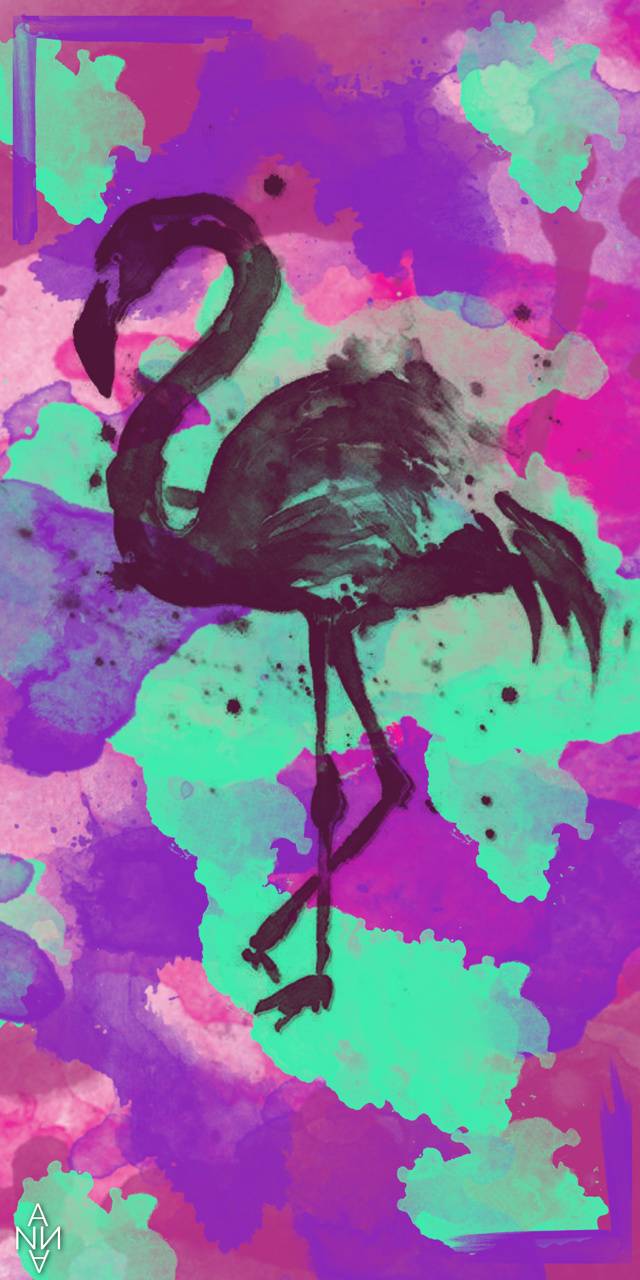 640x1280 Flamingo watercolor wallpaper