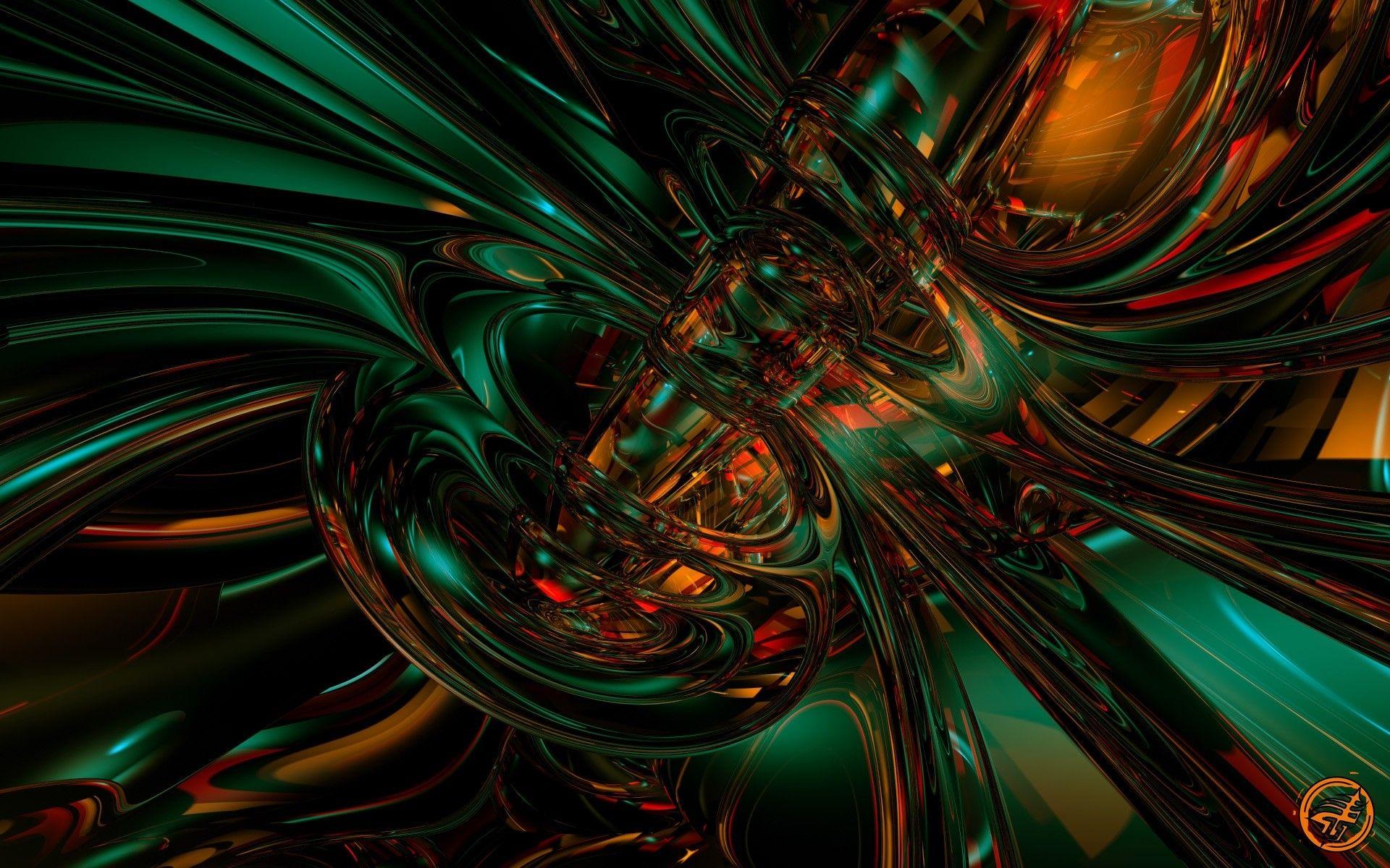 1920x1200 Form, Thin, Green, Orange, Shiny, Space wallpaper