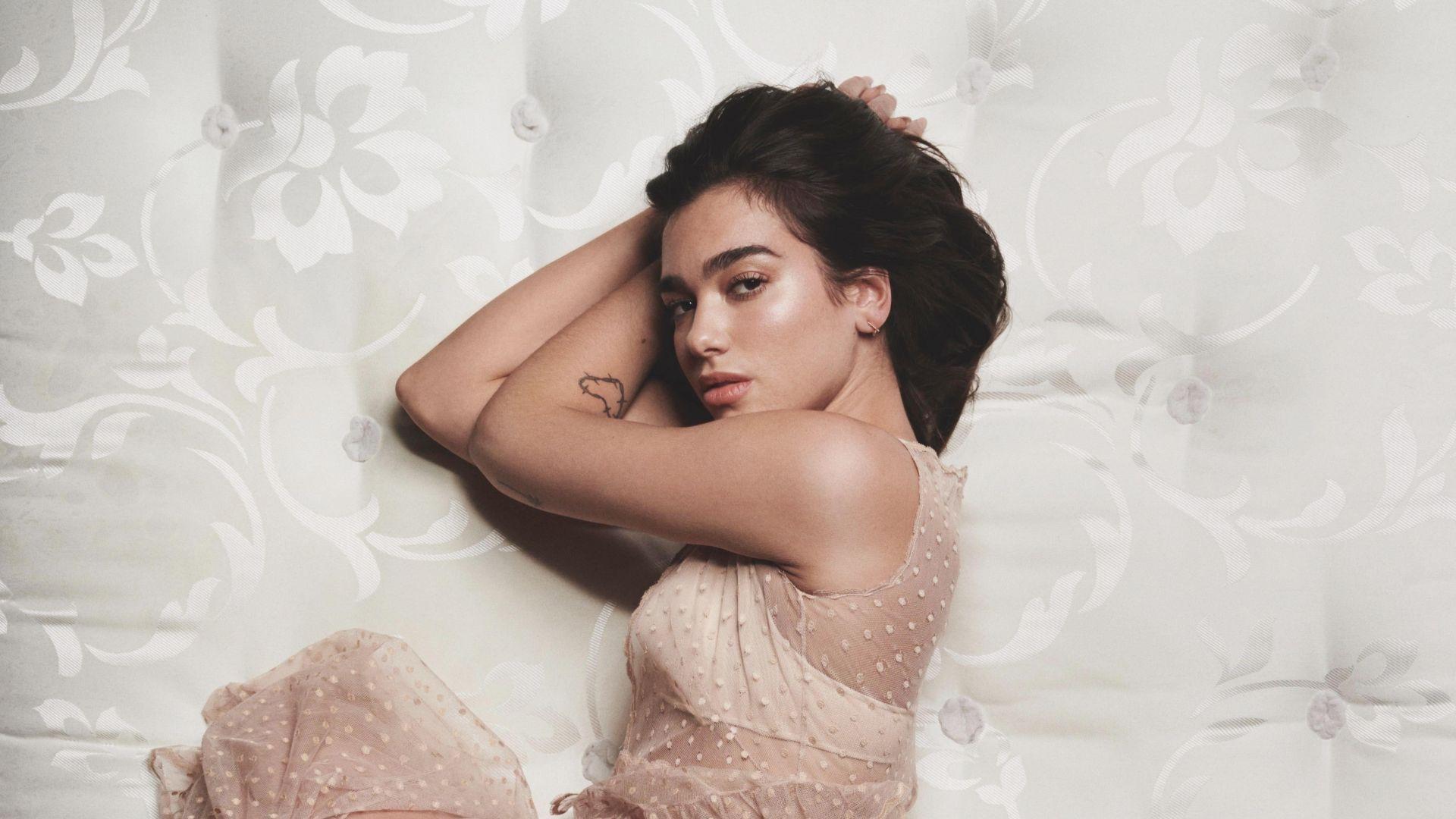 1920x1080 Desktop wallpaper pink dress, brunette, pretty, dua lipa, HD image, picture, background, a0163b