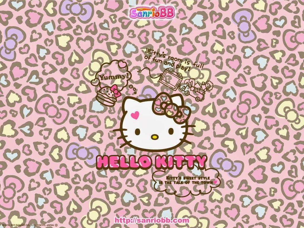 1024x768 Pink Hello Kitty Wallpaper: Pink Hello Kitty Wallpaper with Cheetah Pattern
