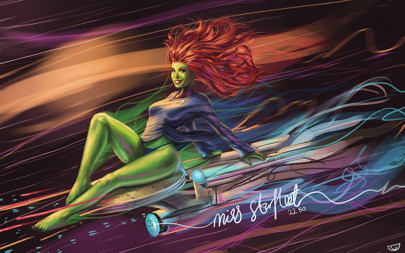 1680x1050 chick enterprise Miss Starfleet