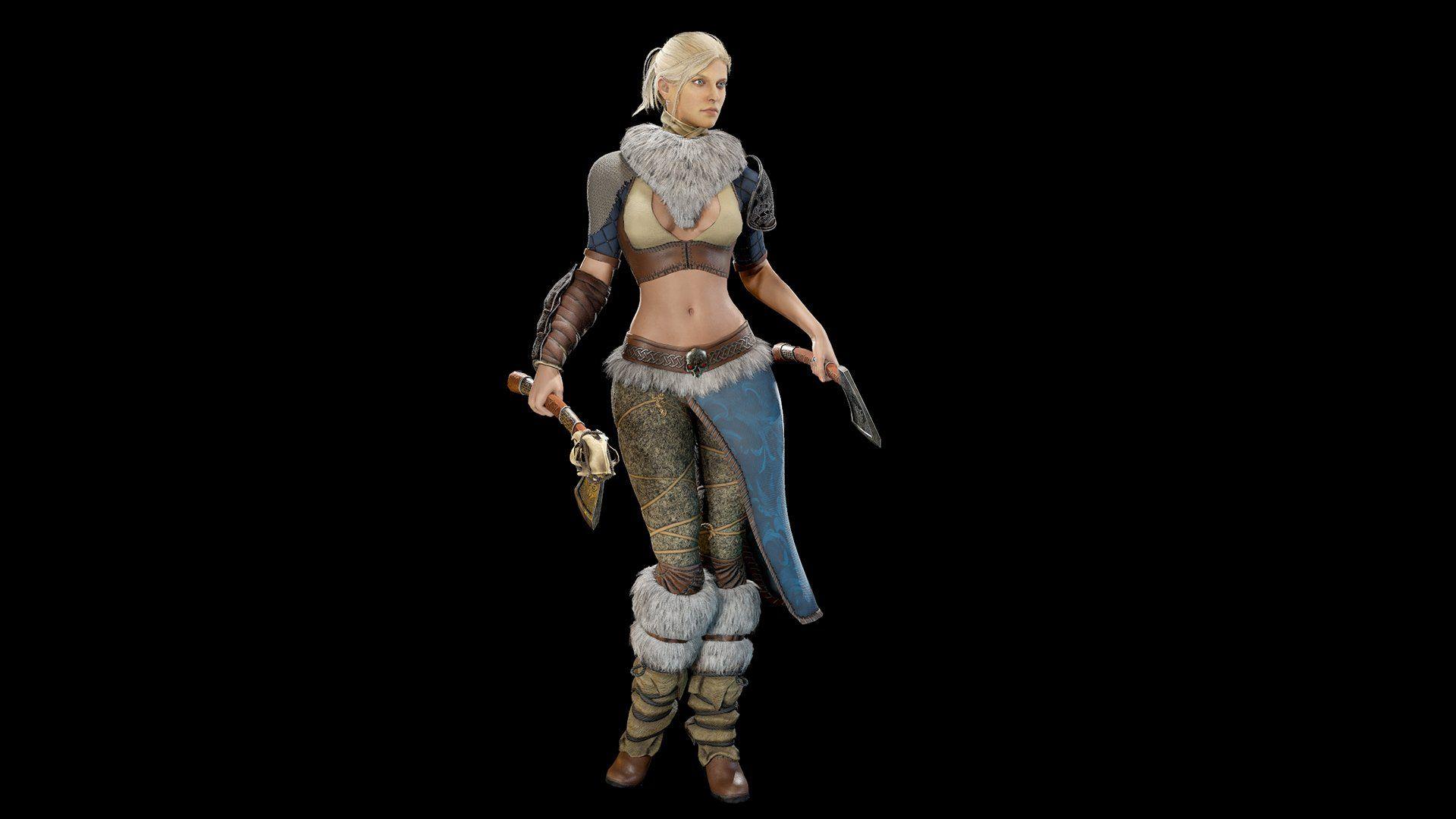 1920x1080 Viking Girl 3D Model