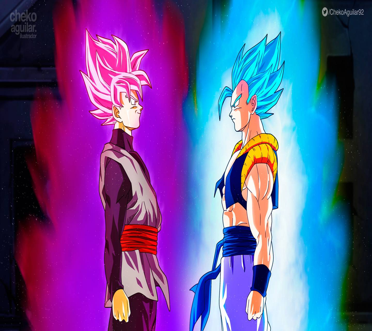 1440x1280 Black Goku vs Gogeta wallpaper