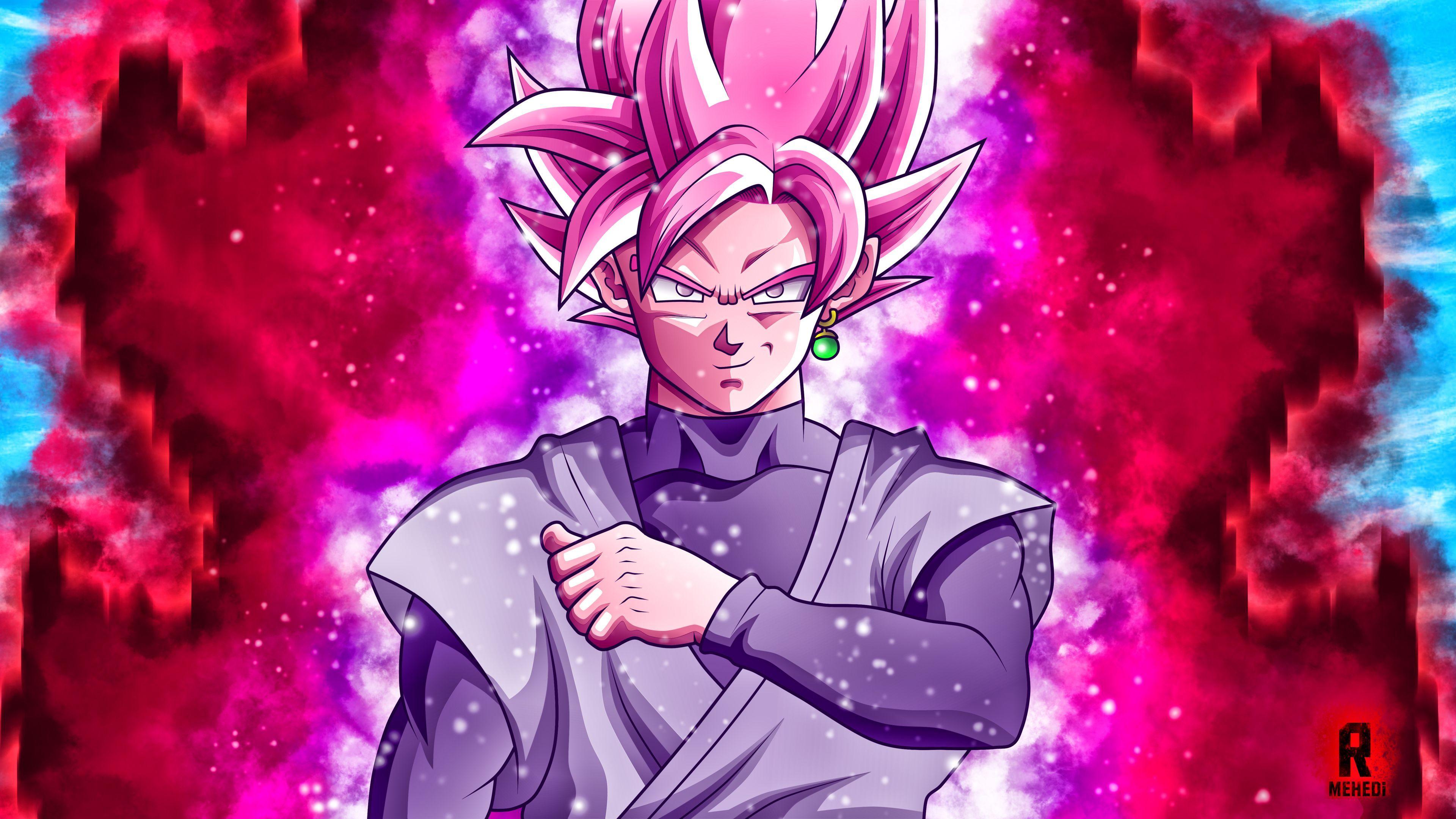 Download Goku Black PFP With Flame Pink Hair Wallpaper | Wallpapers.com