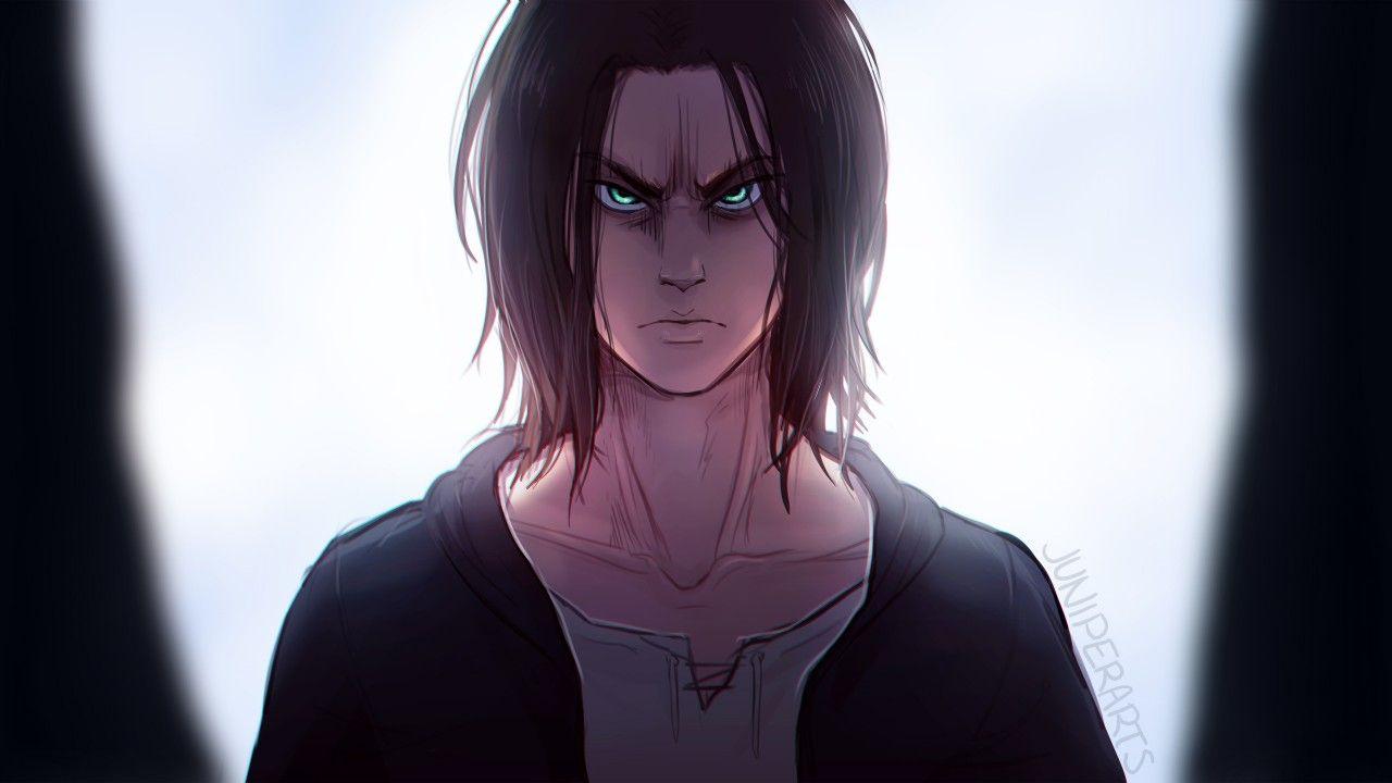 1280x720 Attack On Titan Eren Yeager With White Background And Black On Sides HD Anime Wallpaper