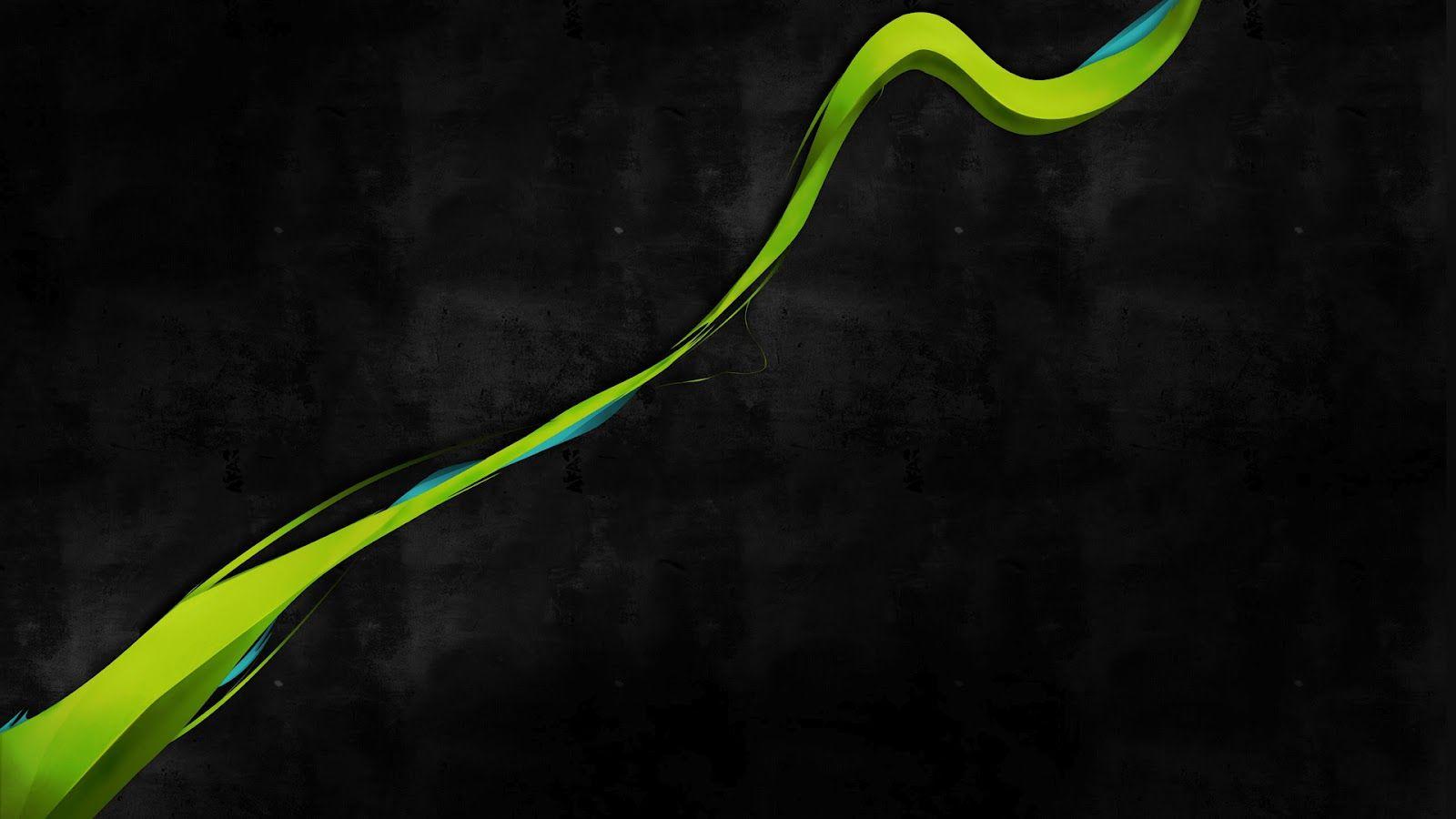 1600x900 Abstract HD wallpaper: Green line black abstract wallpaper