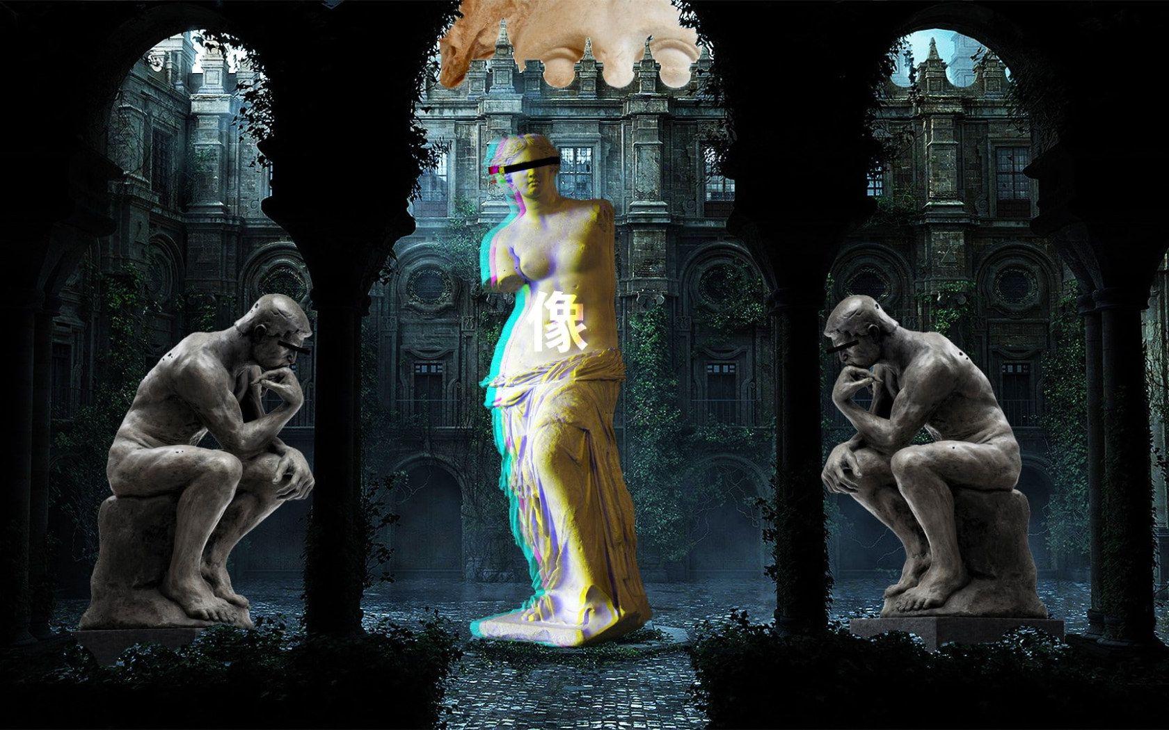1680x1050 Neon aesthetic the thinker sculpture architecture statue wallpaper • Wallpaper For You HD Wallpaper For Desktop & Mobile