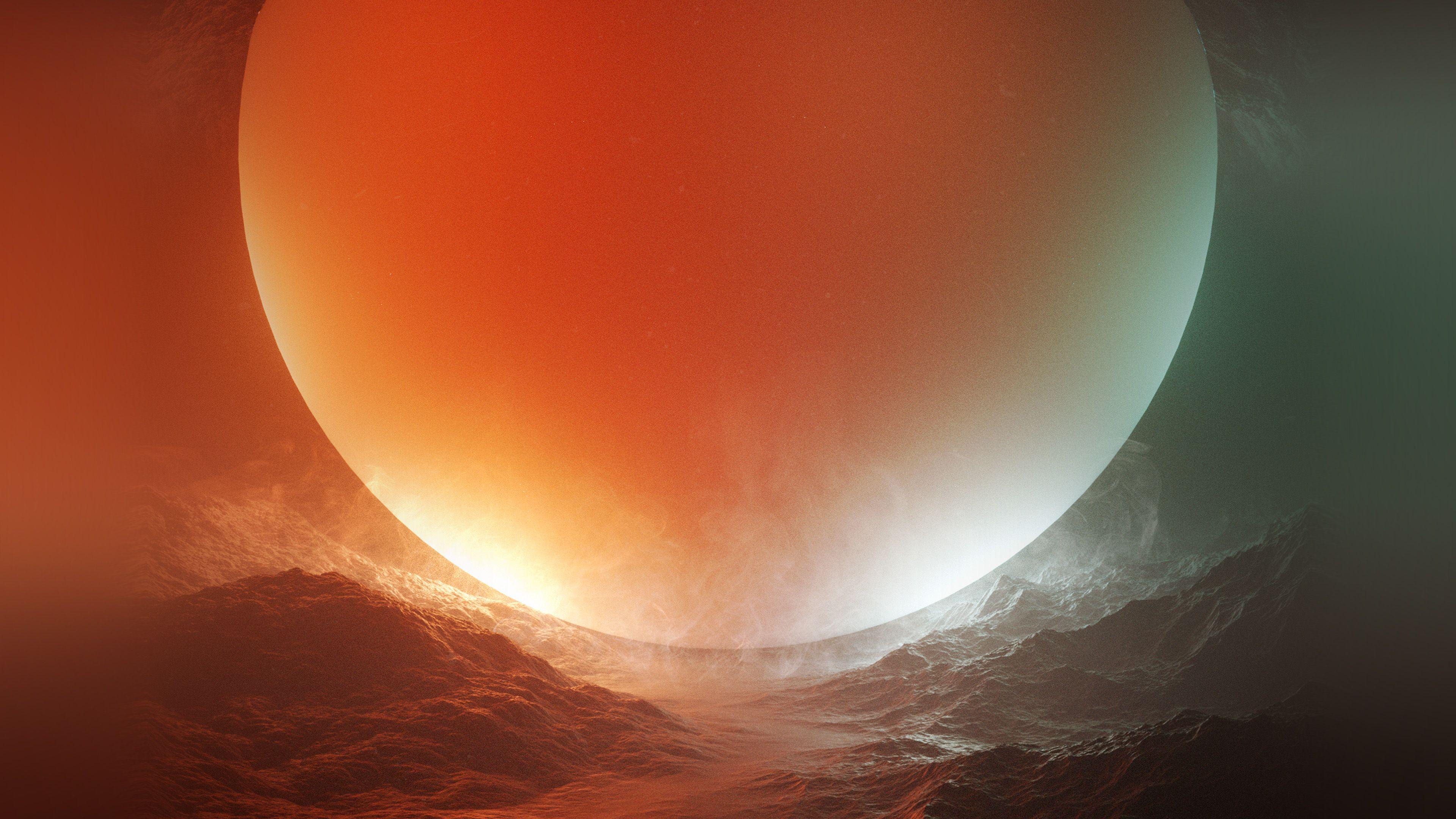 3840x2160 Stuart Space Red Sun Art Illustration Wallpaper