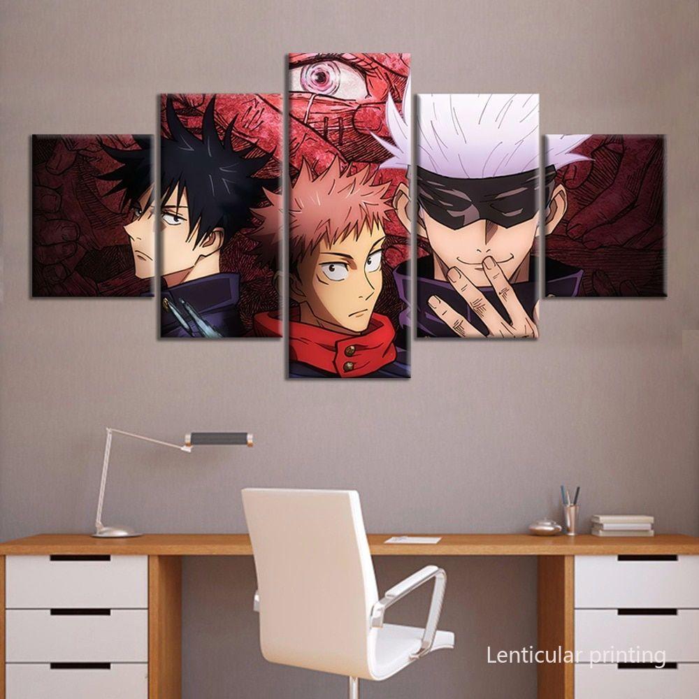 1000x1000 5pcs Anime Jujutsu Kaisen Poster Animation Wall Art Satoru Gojo Wallpaper Canvas Art Paints Wall Stickers Offer #FEE1D
