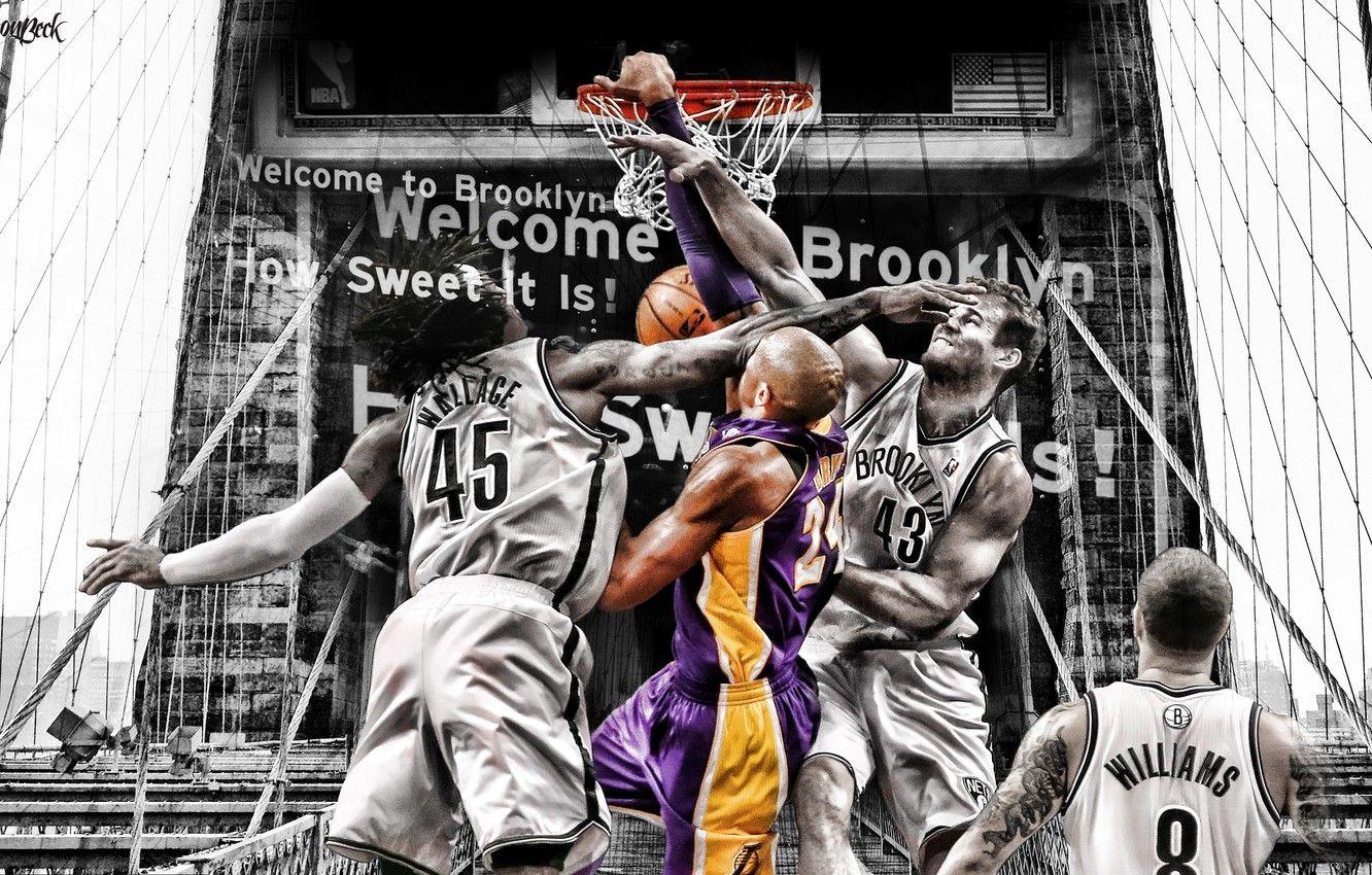 1332x850 Wallpaper Bridge, Ring, NBA, Lakers, Kobe Bryant, Nets, Players, Black And White, Deron Williams, Gerald Wallace, Kris Humphries image for desktop, section спорт