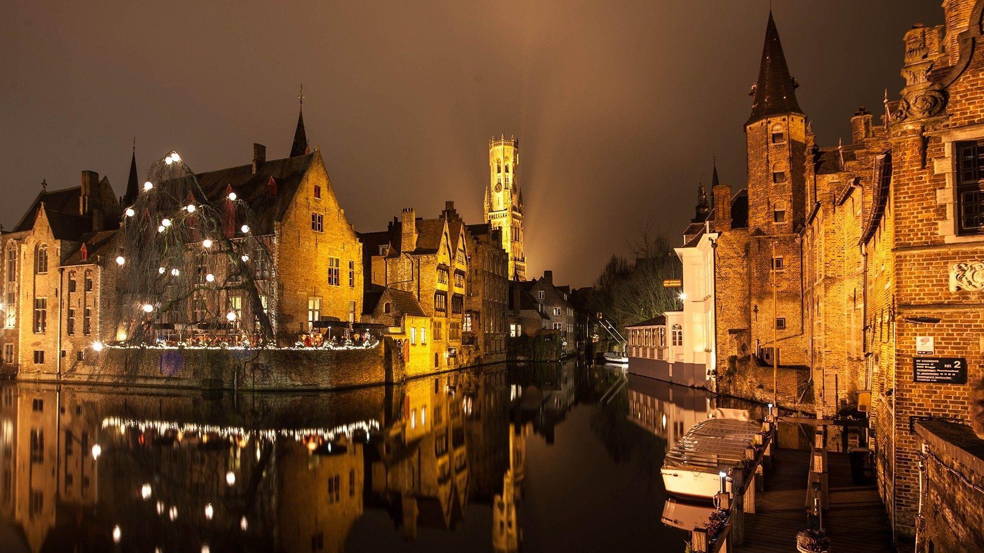 1920x1080 Water Like Glass In A Canal In Bruges Belgium. World Heritage Sites, Unesco World Heritage Site, Bruges Belgium