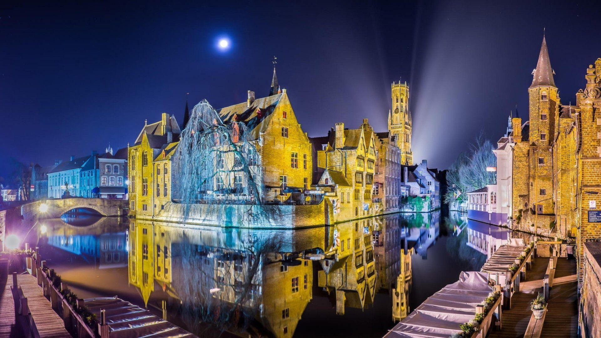 1920x1080 Panorama Of Bruges Belgium Wallpaper