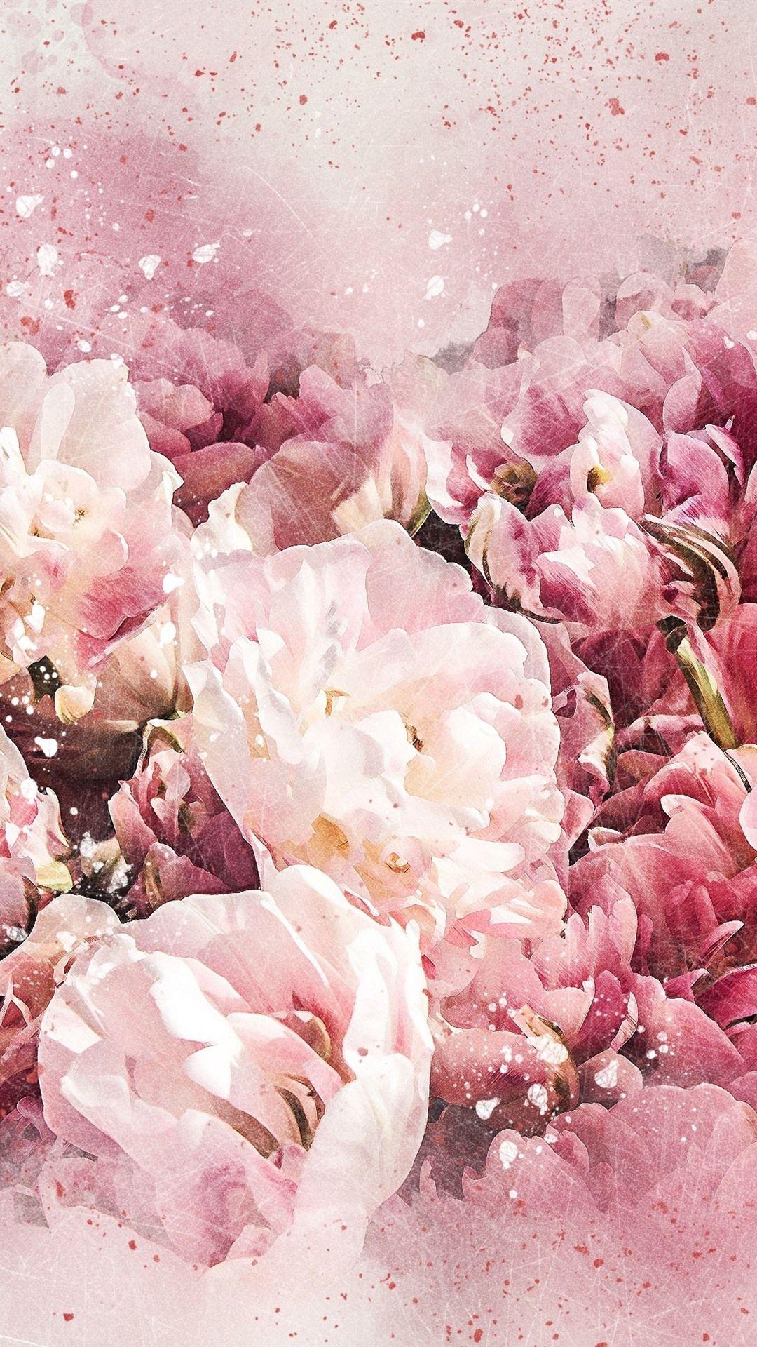 1080x1920 Wallpaper Pink flowers, watercolor style 2880x1800 HD Picture, Image