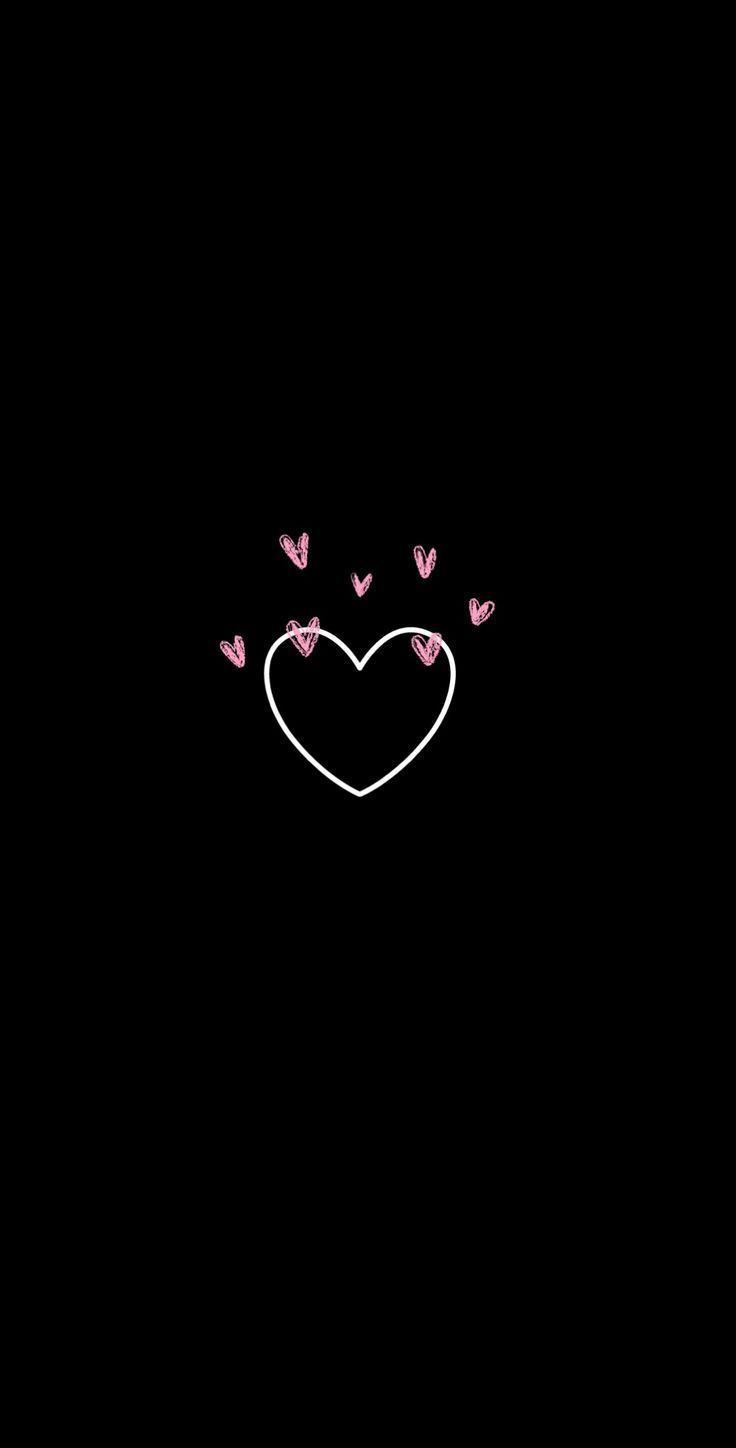 736x1448 Pink And Black Hearts Wallpaper