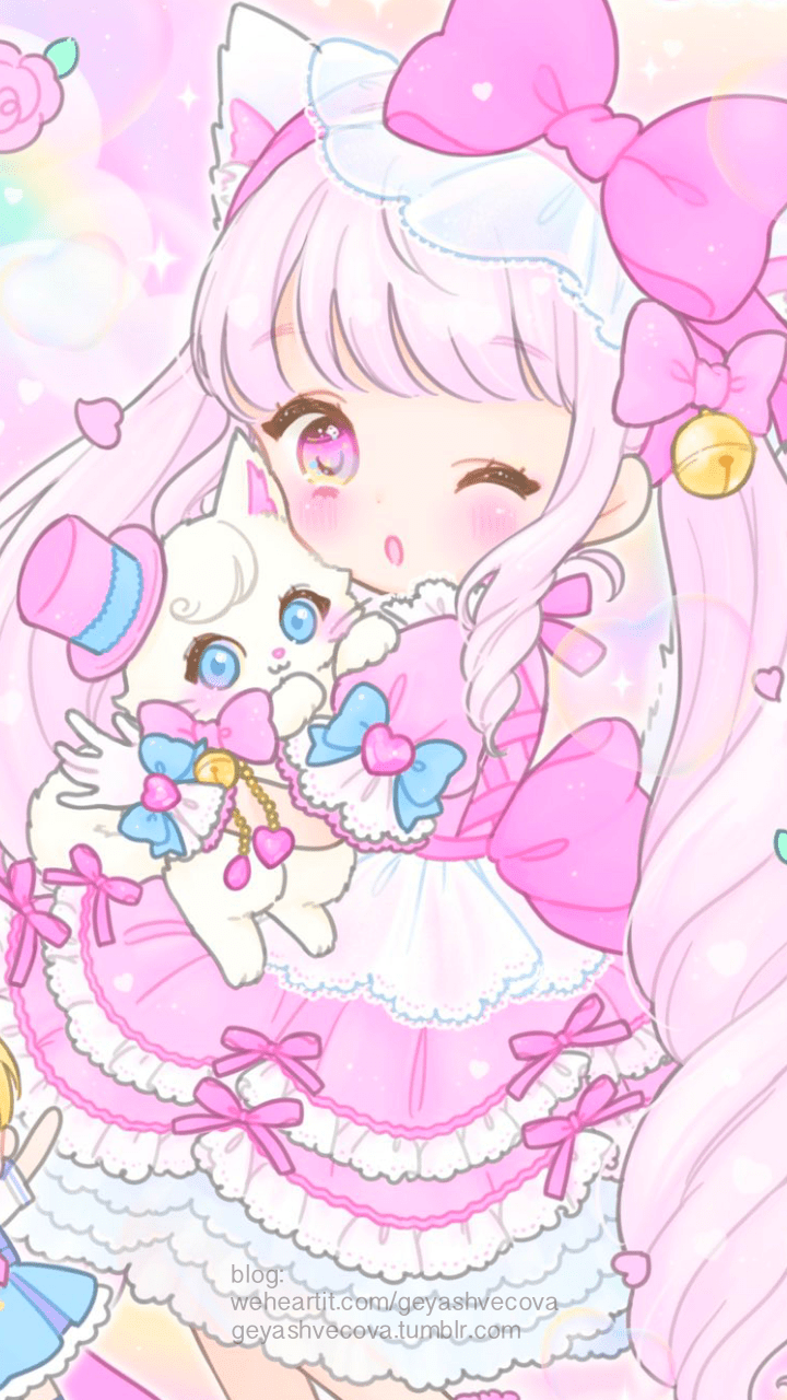 720x1280 Kawaii Anime Pink WAllpaper 2020