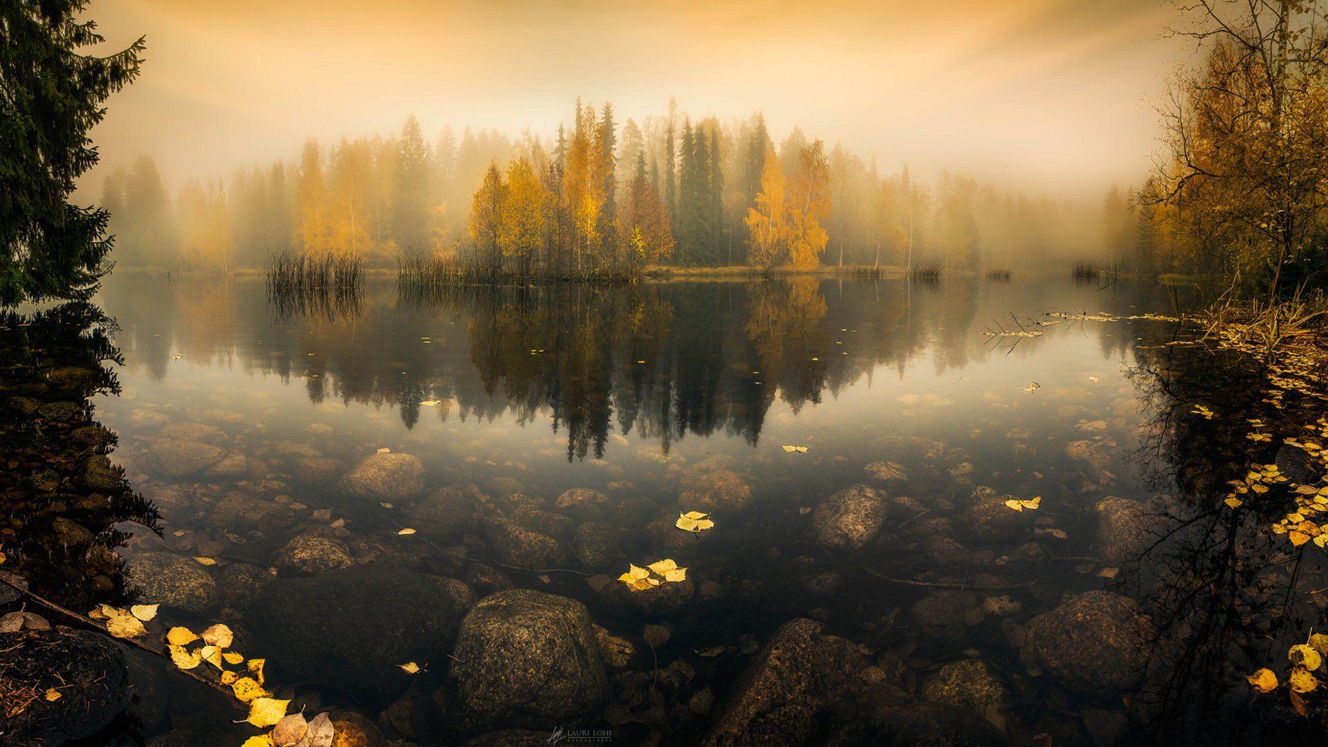1920x1080 Foggy Lake in Finland HD wallpaper