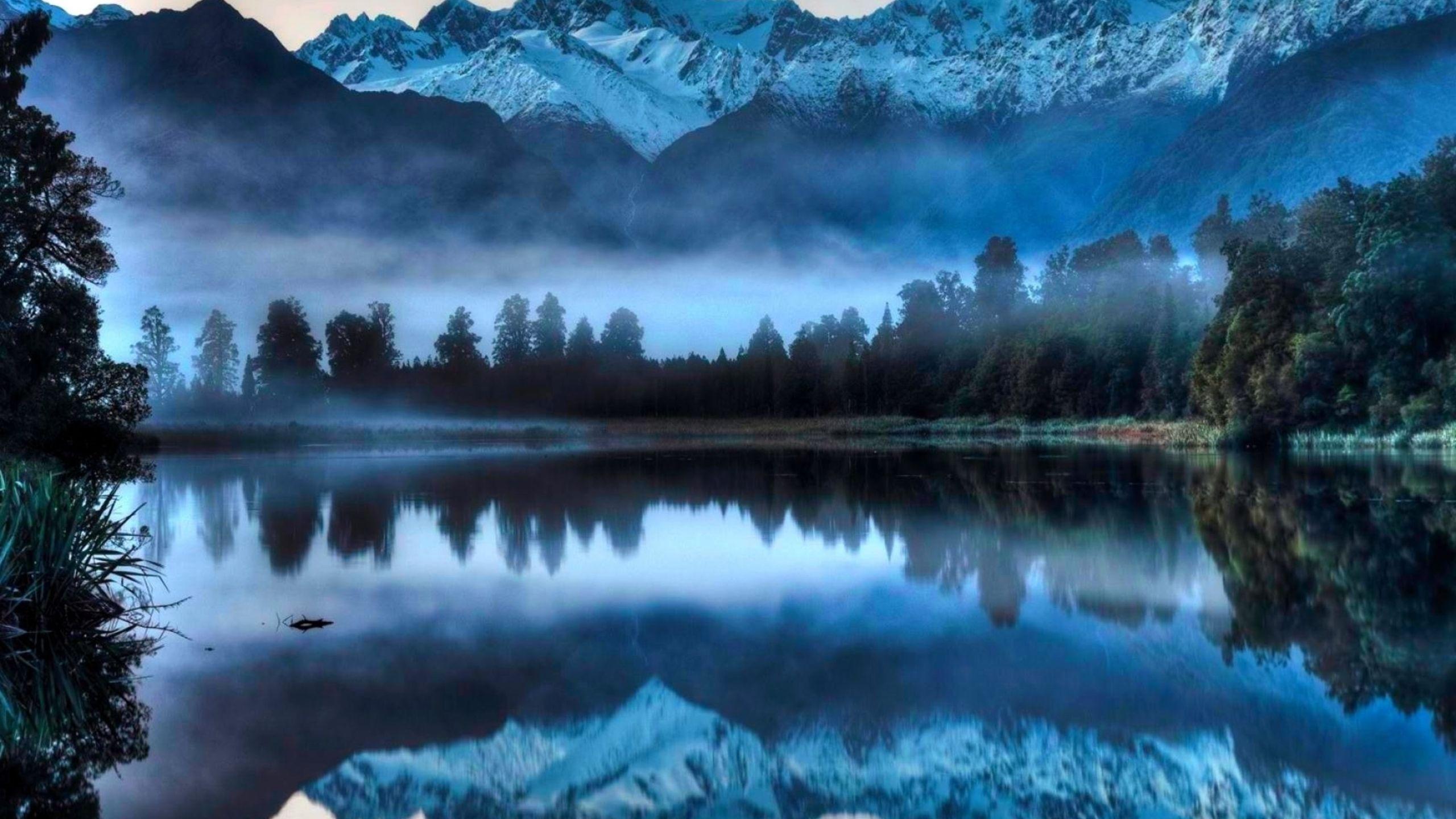 2560x1440 Foggy Lake MacBook Air Wallpaper Download