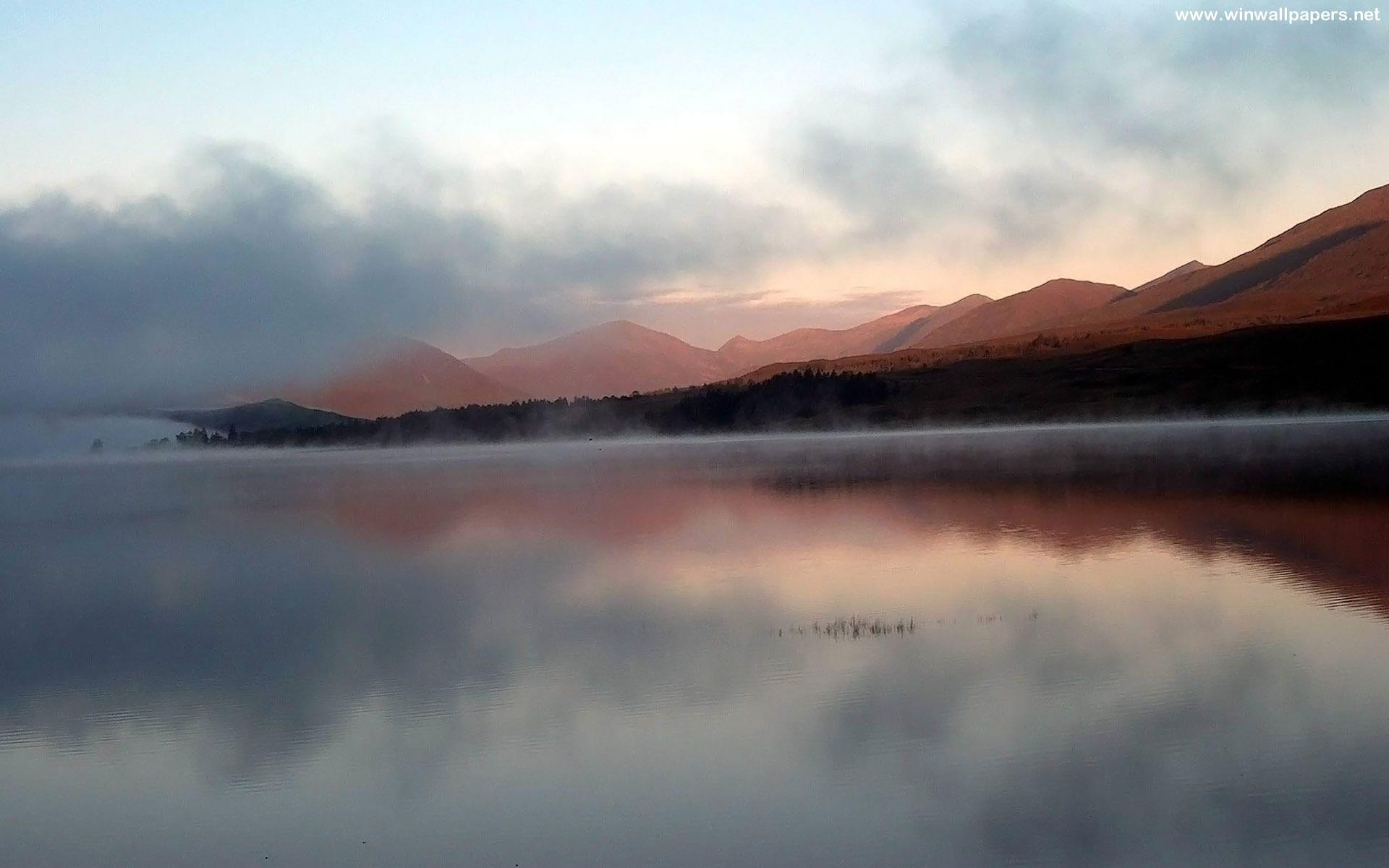1920x1200 foggy lake view. HD Windows Wallpaper