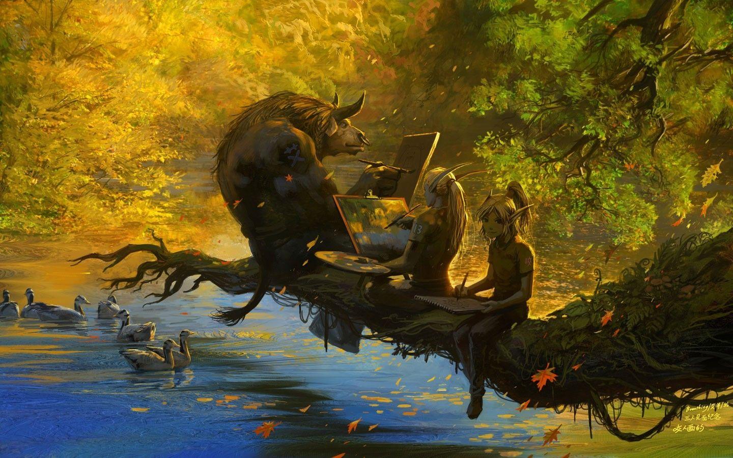 1440x900 Download Wallpaper, Download video games world of warcraft blood elf tauren fantasy art artwork long ears yaorenwo Wallpaper –Free Wallpaper Download