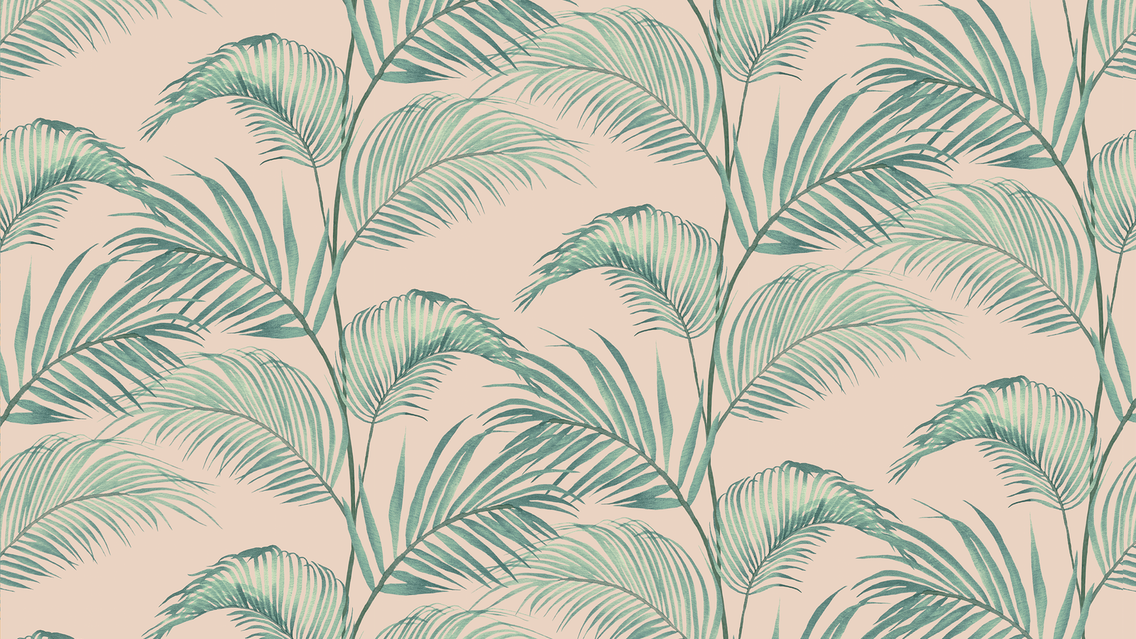 1600x900 Jungle 02: Pink & Green Palm Leaf Wallpaper