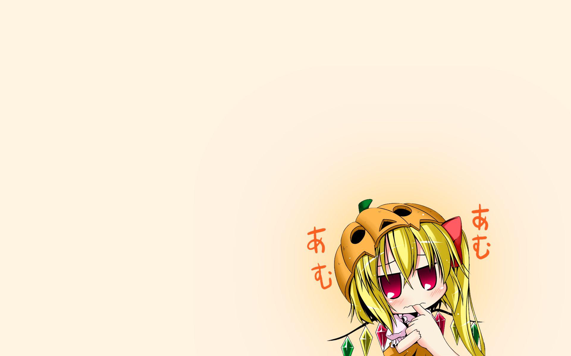 1920x1200 blush chibi flandre scarlet halloween ichimi ribbons touhou vampire wings. konachan.com.com Anime Wallpaper