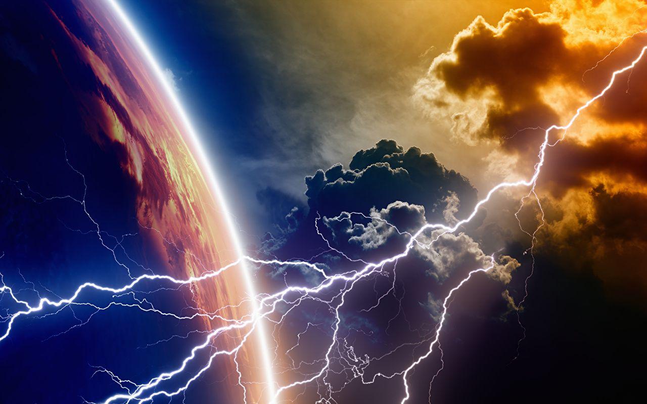 1280x799 Photos Surface of planets lightning bolts Space