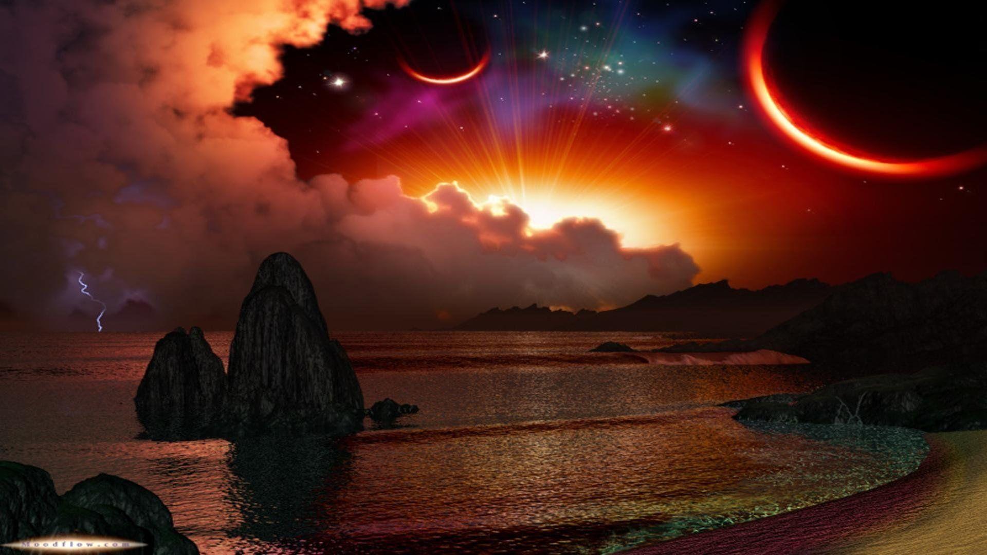 1920x1080 storm, Weather, Rain, Sky, Clouds, Nature, Moon, Planet, Fantasy, Ocean, Sea, Beach, Stars, Sunset, Sunrise, Artwork Wallpaper HD / Desktop and Mobile Background