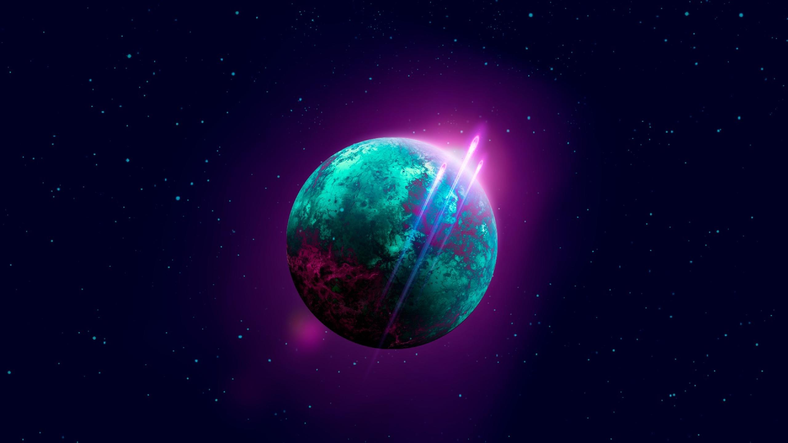 2560x1440 HD Space Retro Wave Planet 2560×1440
