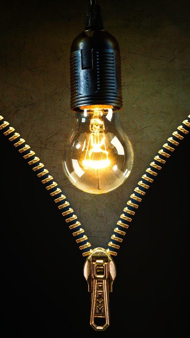 750x1334 Light Bulb, Zipper, Creative 750x1334 IPhone 8 7 6 6S Wallpaper, Background, Picture, Image
