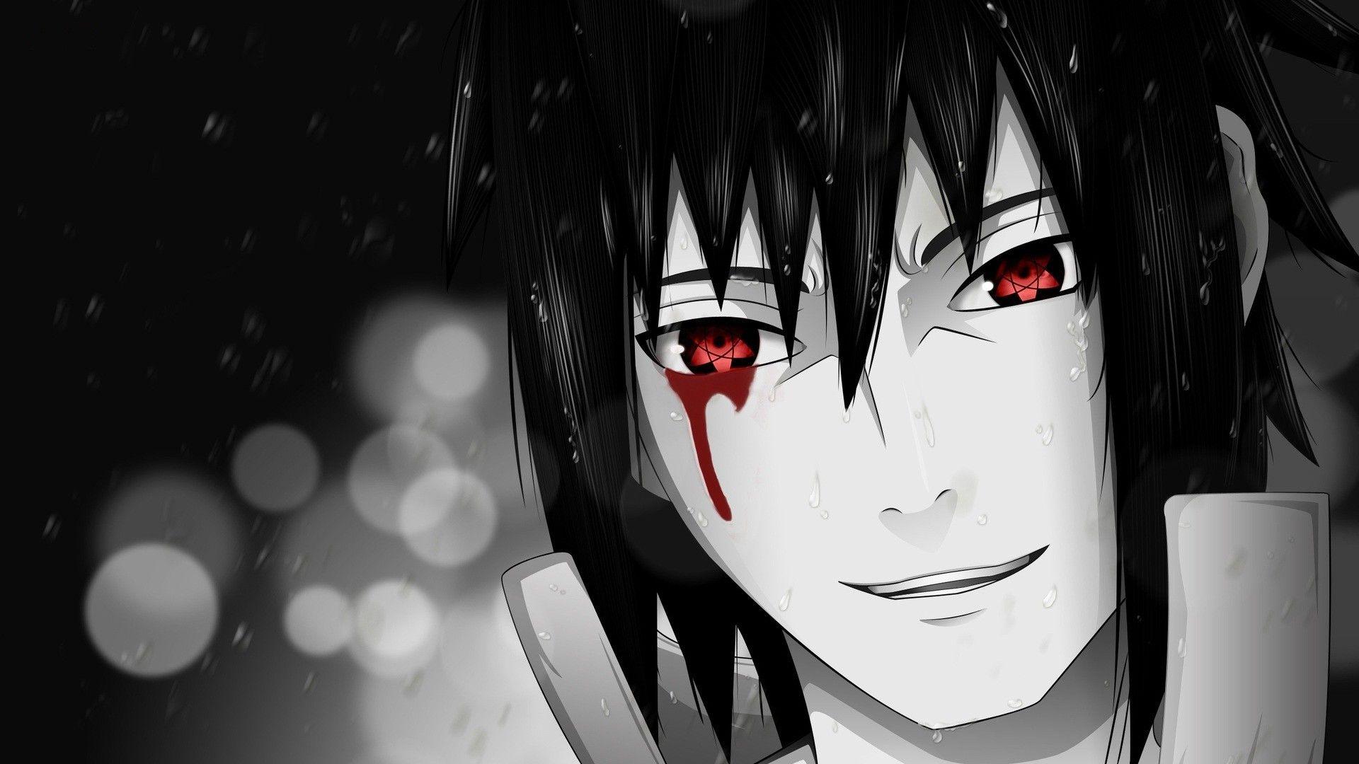 1920x1080 blood, Eternal Mangekyou Sharingan, Sharingan, Anime Boys, Naruto Shippuuden, Bokeh, Rain Wallpaper HD / Desktop and Mobile Background