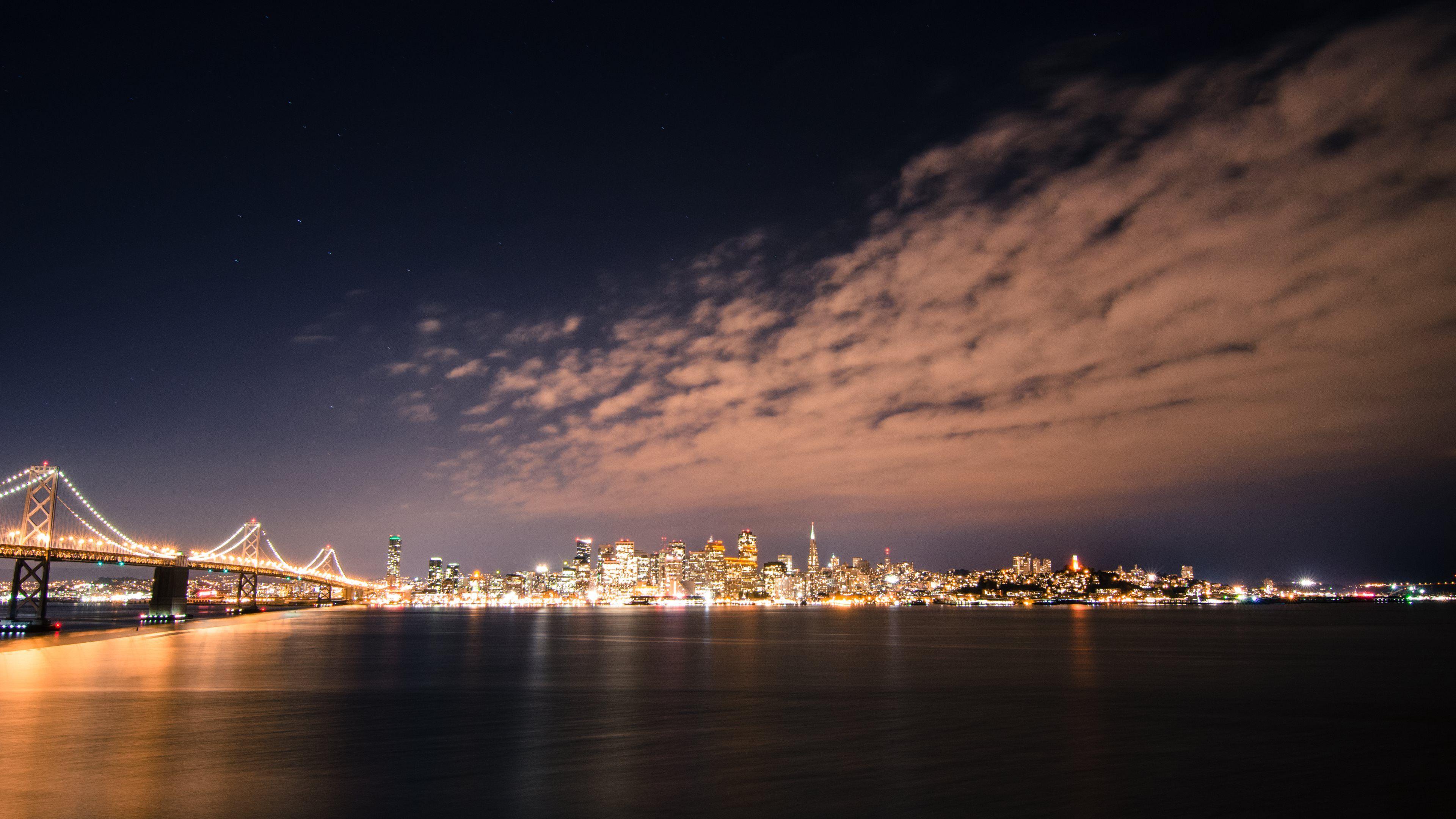3840x2160 San Francisco Skyline By Night HD Wallpaper 4k Wallpaper Francisco HD Wallpaper