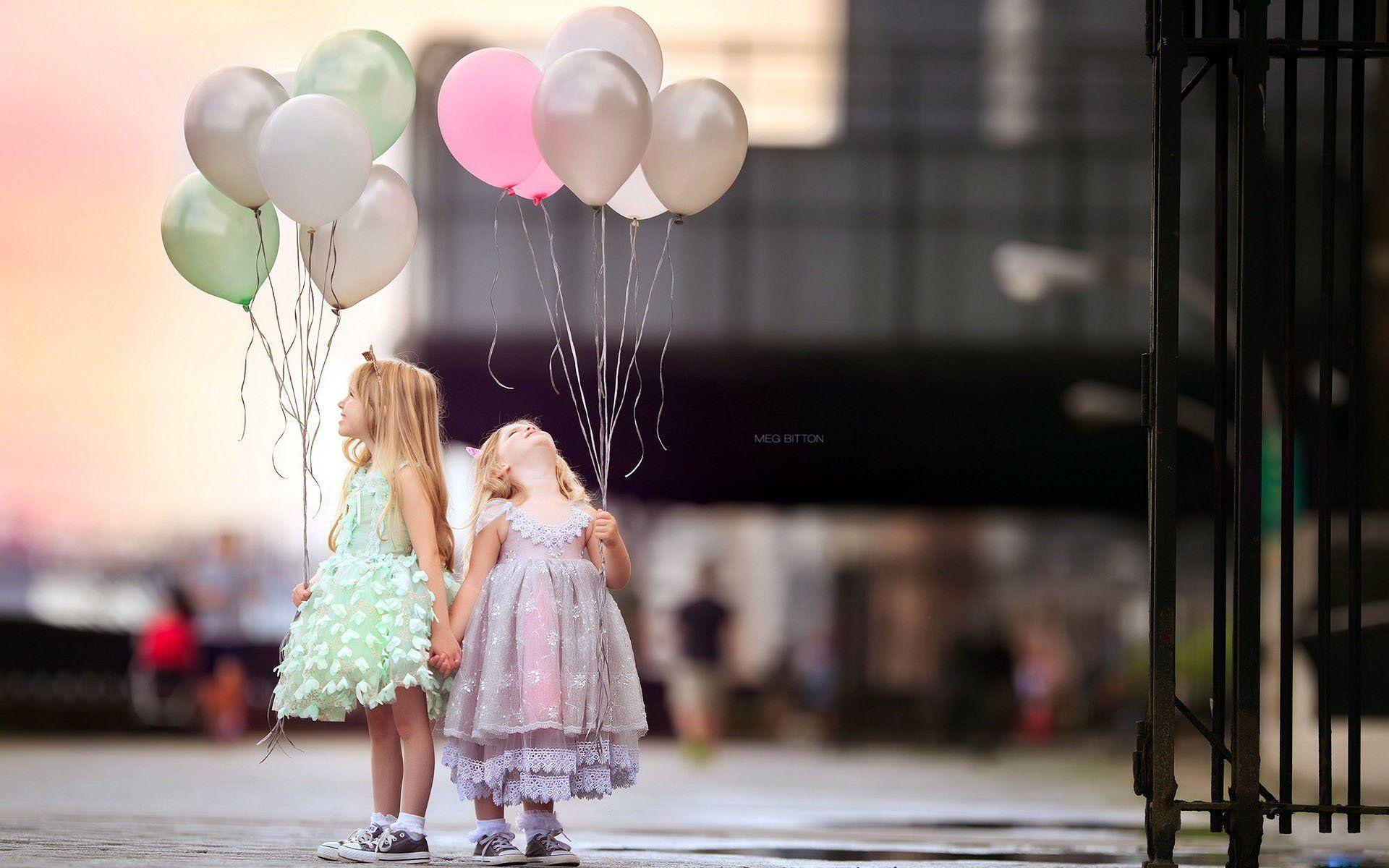 1920x1200 children, Beauty, Beautiful, Angel, Cute, Balloons, Dress, Girls Wallpaper HD / Desktop and Mobile Background