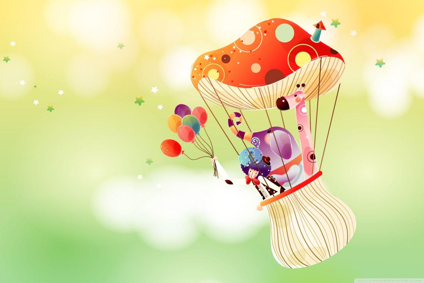 1440x960 Childhood Fairytales Mushroom Balloon Ultra HD Desktop Background Wallpaper for 4K UHD TV : Widescreen & UltraWide Desktop & Laptop : Tablet