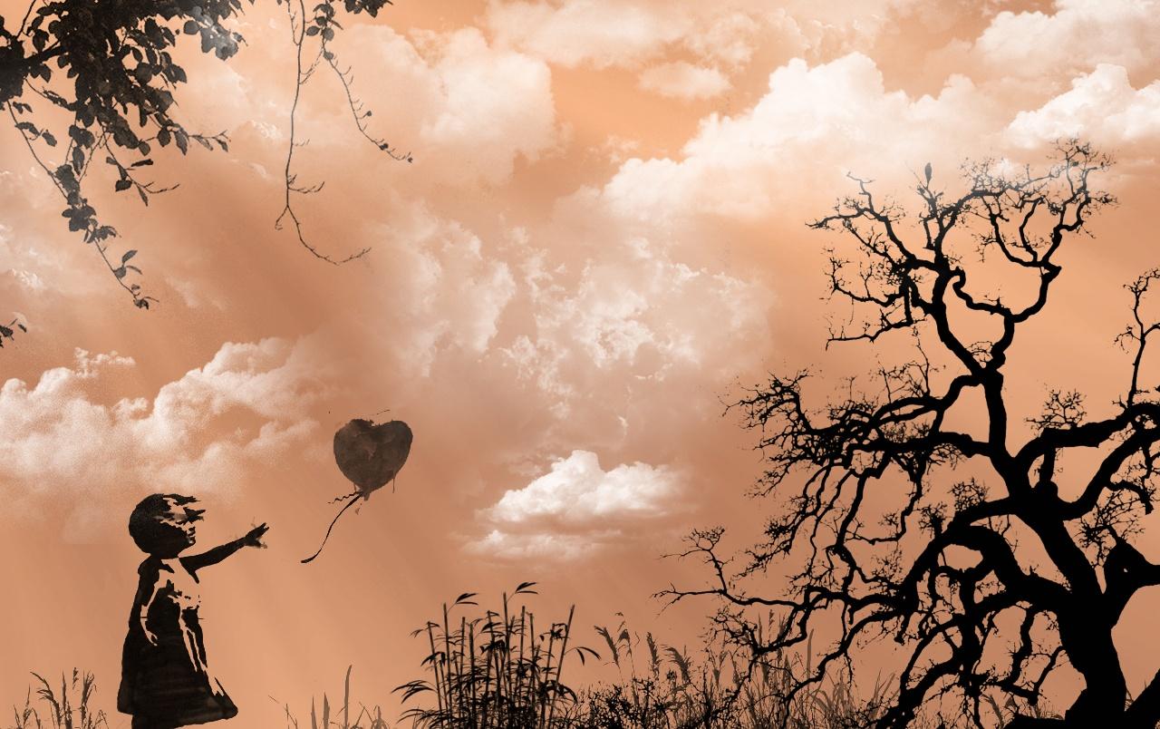 1280x804 Girl and heart balloon wallpaper. Girl and heart balloon