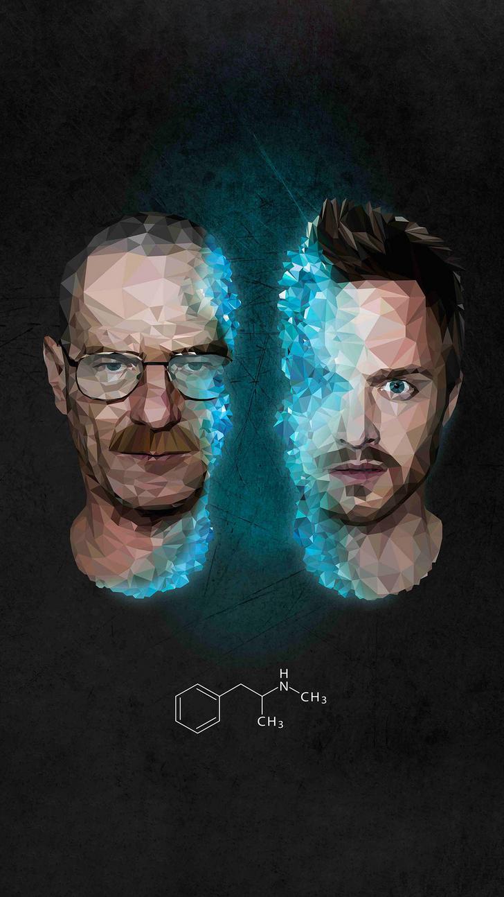728x1294 breaking bad polygon effect 2K wallpaper