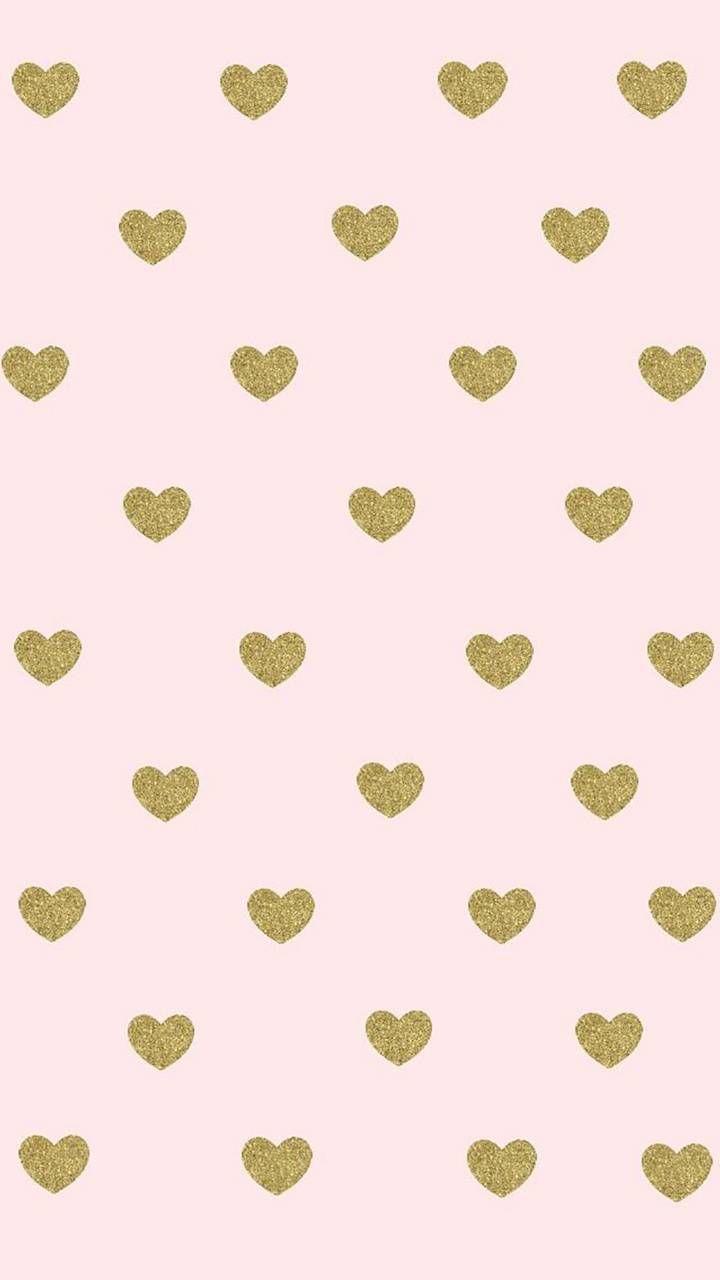 720x1280 Rose gold hearts wallpaper