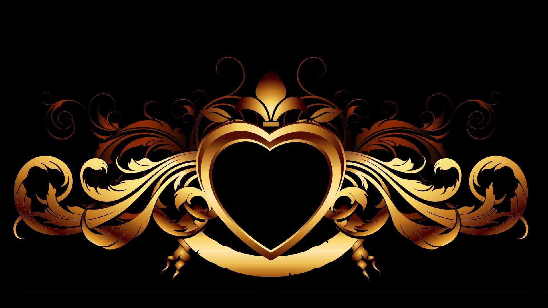 1920x1080 Gold Aesthetic Heart Wallpaper Free HD Wallpaper