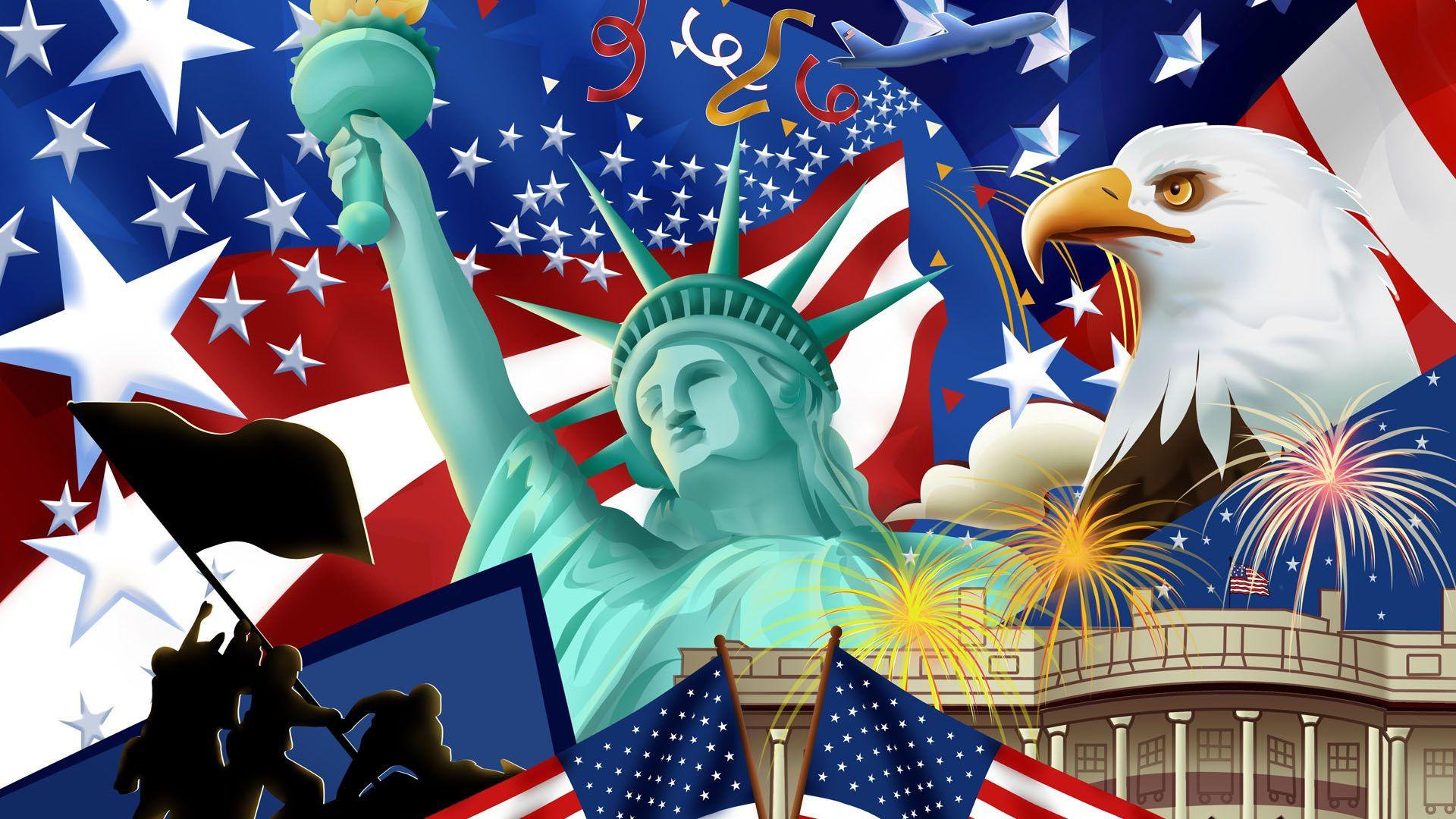 1920x1080 4th of July, America, Bald Eagle, Flag, Independence Day, Statue of Liberty HD Wallpaper & Background • 179 • Wallur