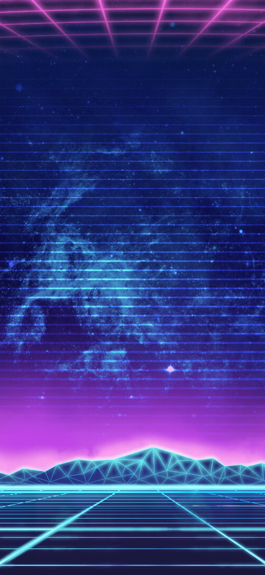 1125x2436 Purple And Blue Retro City Wallpaper