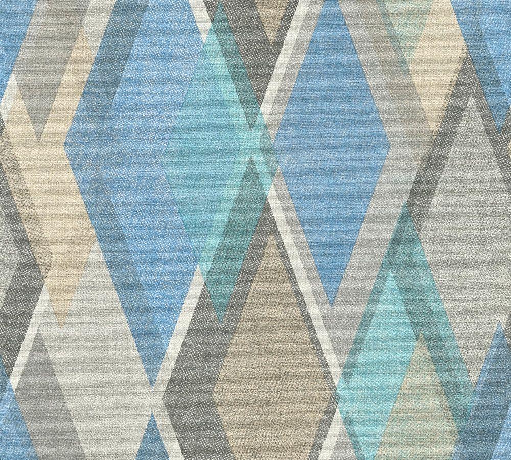1000x900 Wallpaper Retro Graphic Grey Blue AS Creation 35591 2