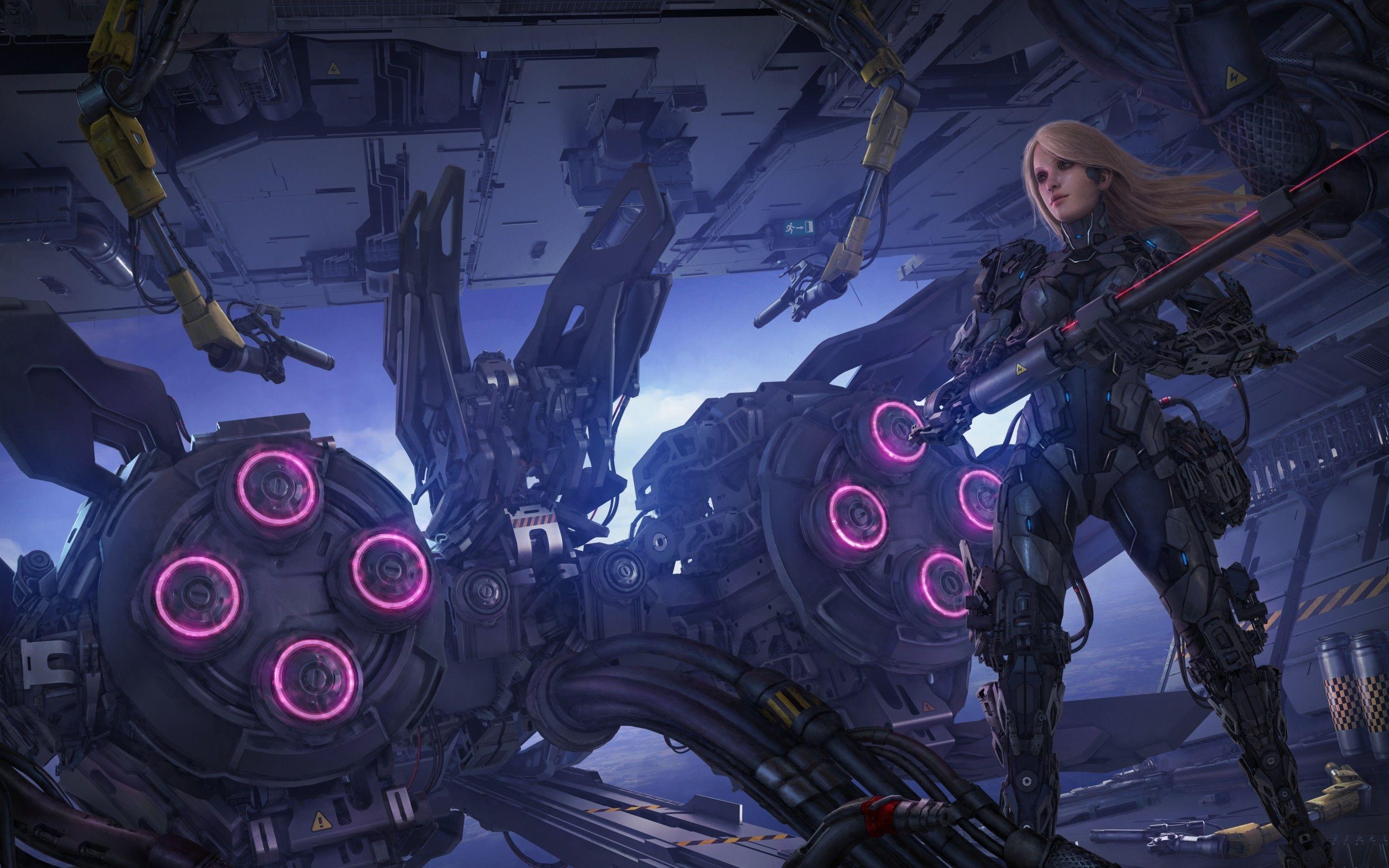 2880x1800 Download 2880x1800 Cyborg Girl, Sci Fi, Robot, Warrior, Futuristic Wallpaper For MacBook Pro 15 Inch