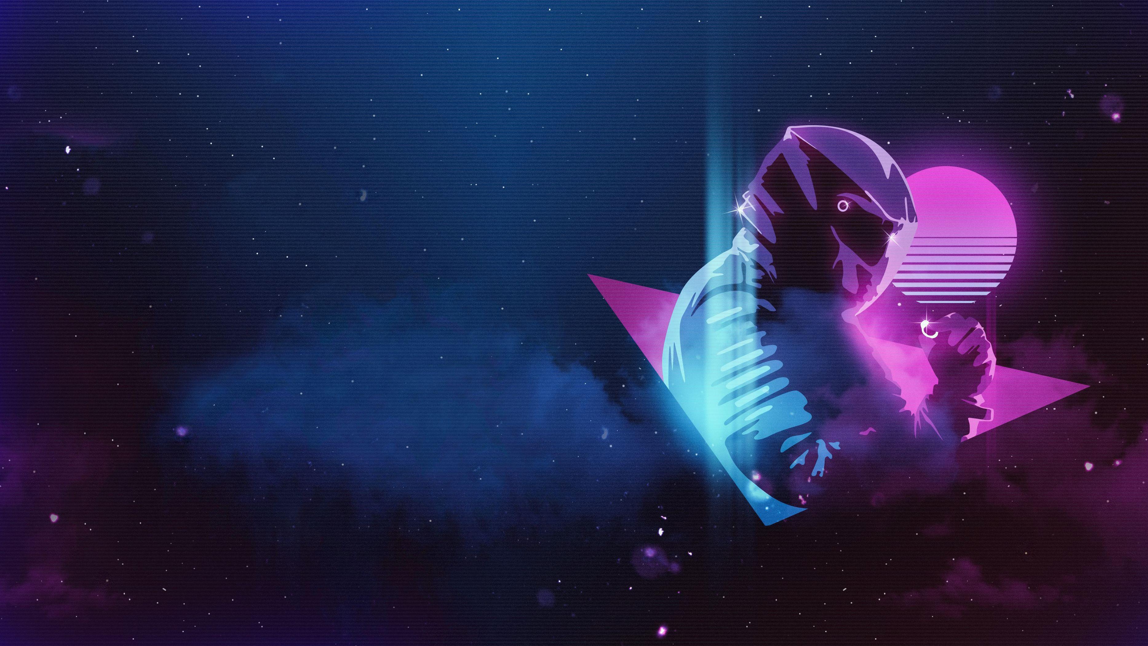 3733x2100 Retro Wave Art Blue .