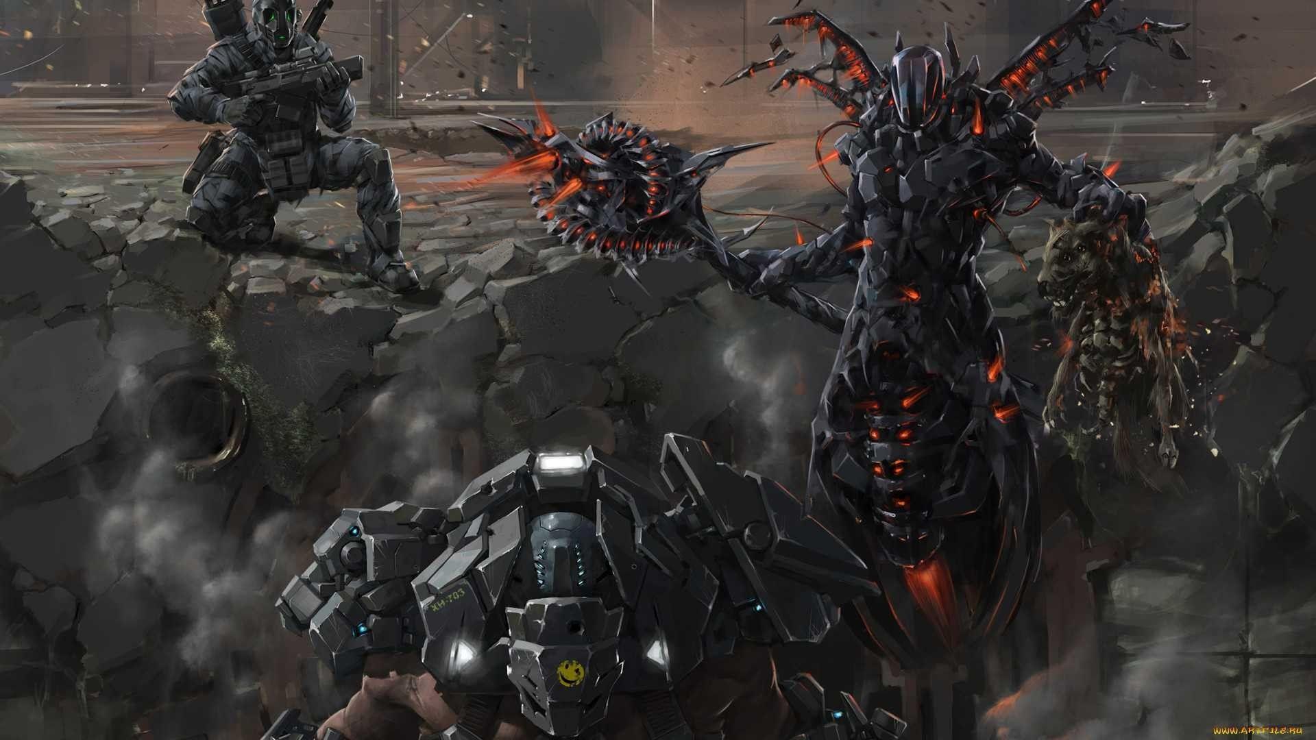 1920x1080 #digital art, #war, #artwork, #fantasy art, #robot, #soldier, # cyborg, #warrior, wallpaper. Mocah HD Wallpaper