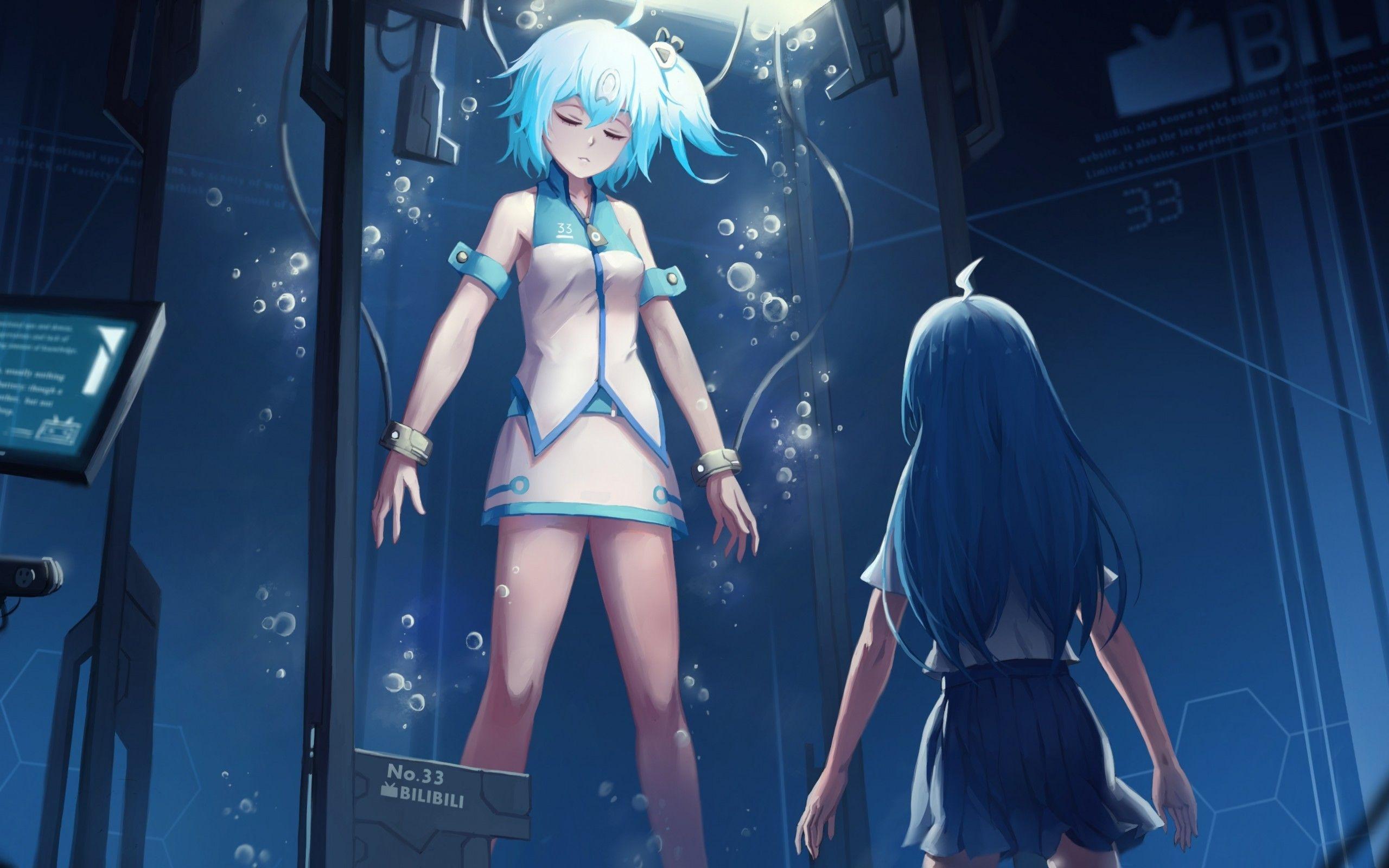2560x1600 Download 2560x1600 Anime Girls, Sci Fi, Cyborg, Water Bubbles, Futuristic Wallpaper For MacBook Pro 13 Inch
